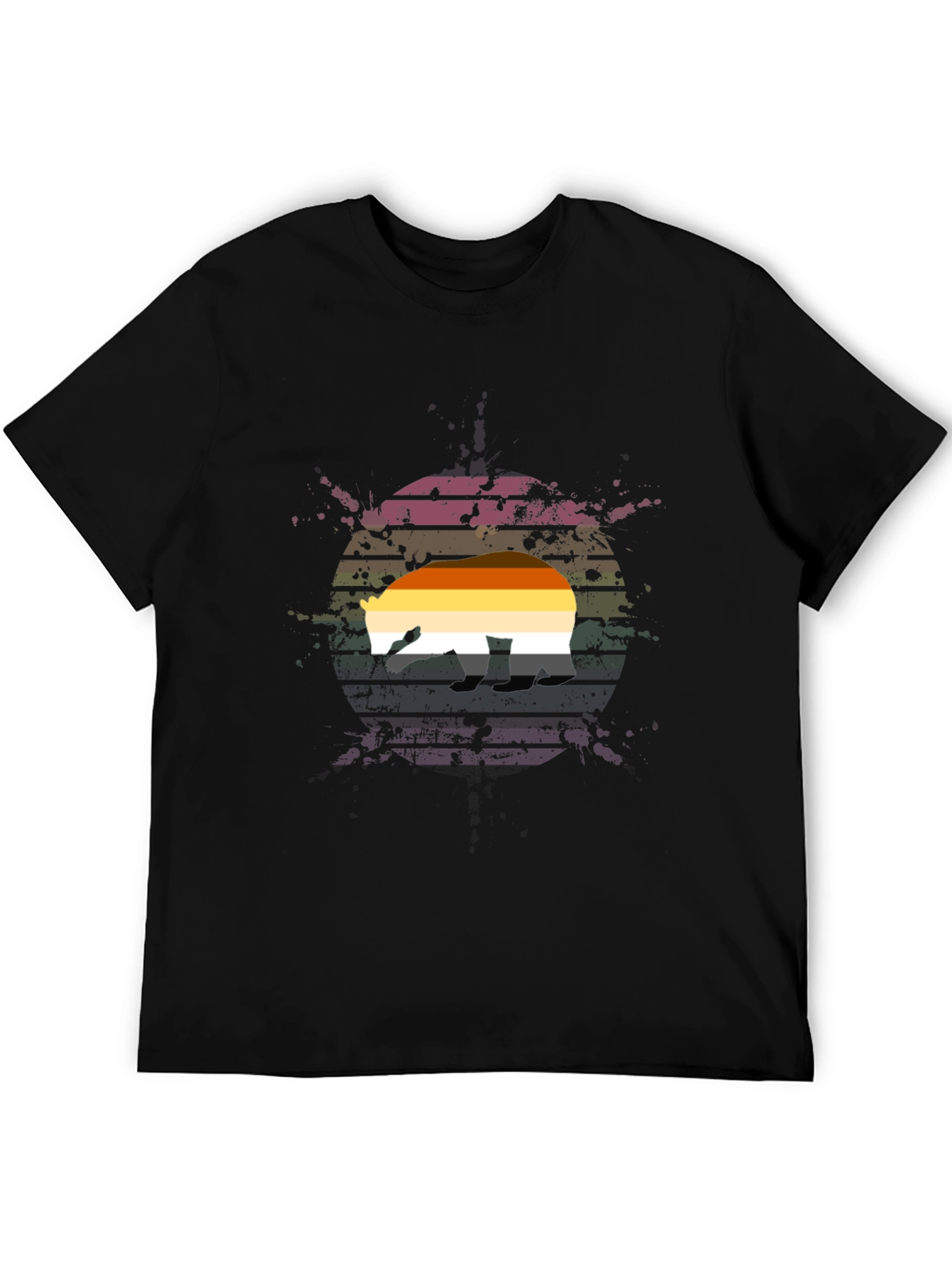Retro Bear Pride T-Shirt - Black Cotton Blend