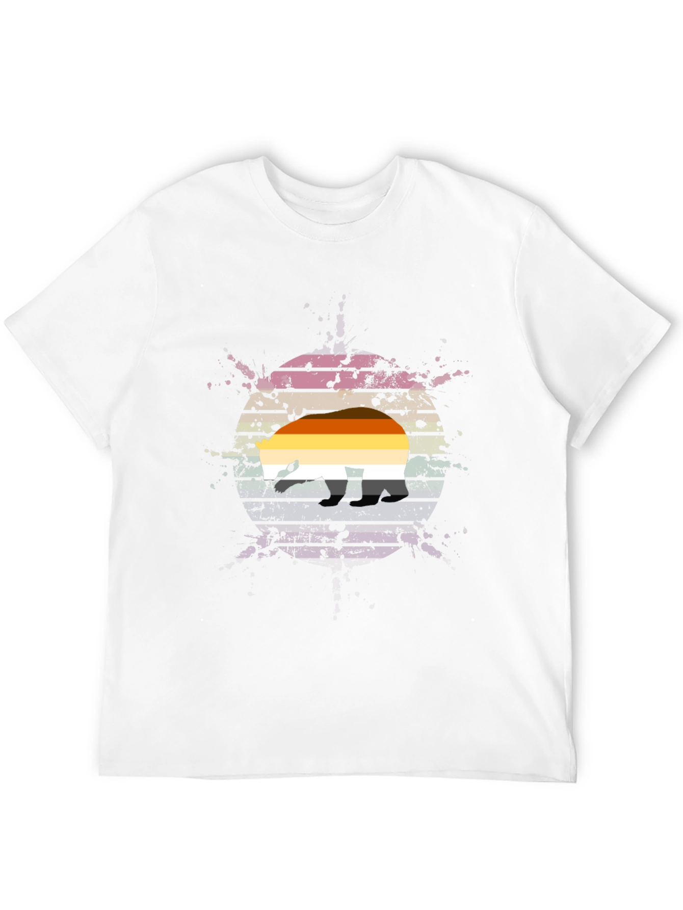 Retro Bear Pride T-Shirt - Black Cotton Blend