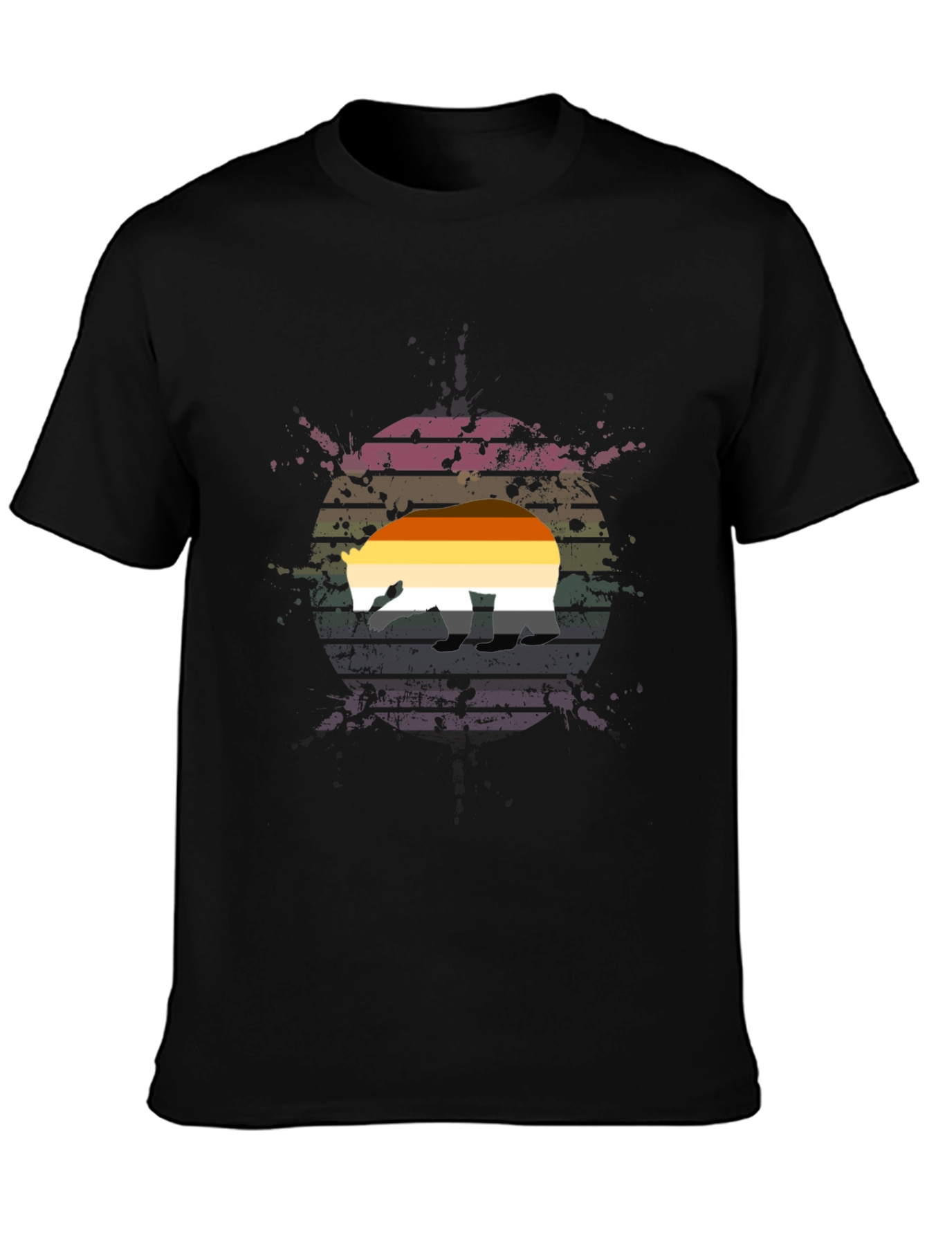 Retro Bear Pride T-Shirt - Black Cotton Blend