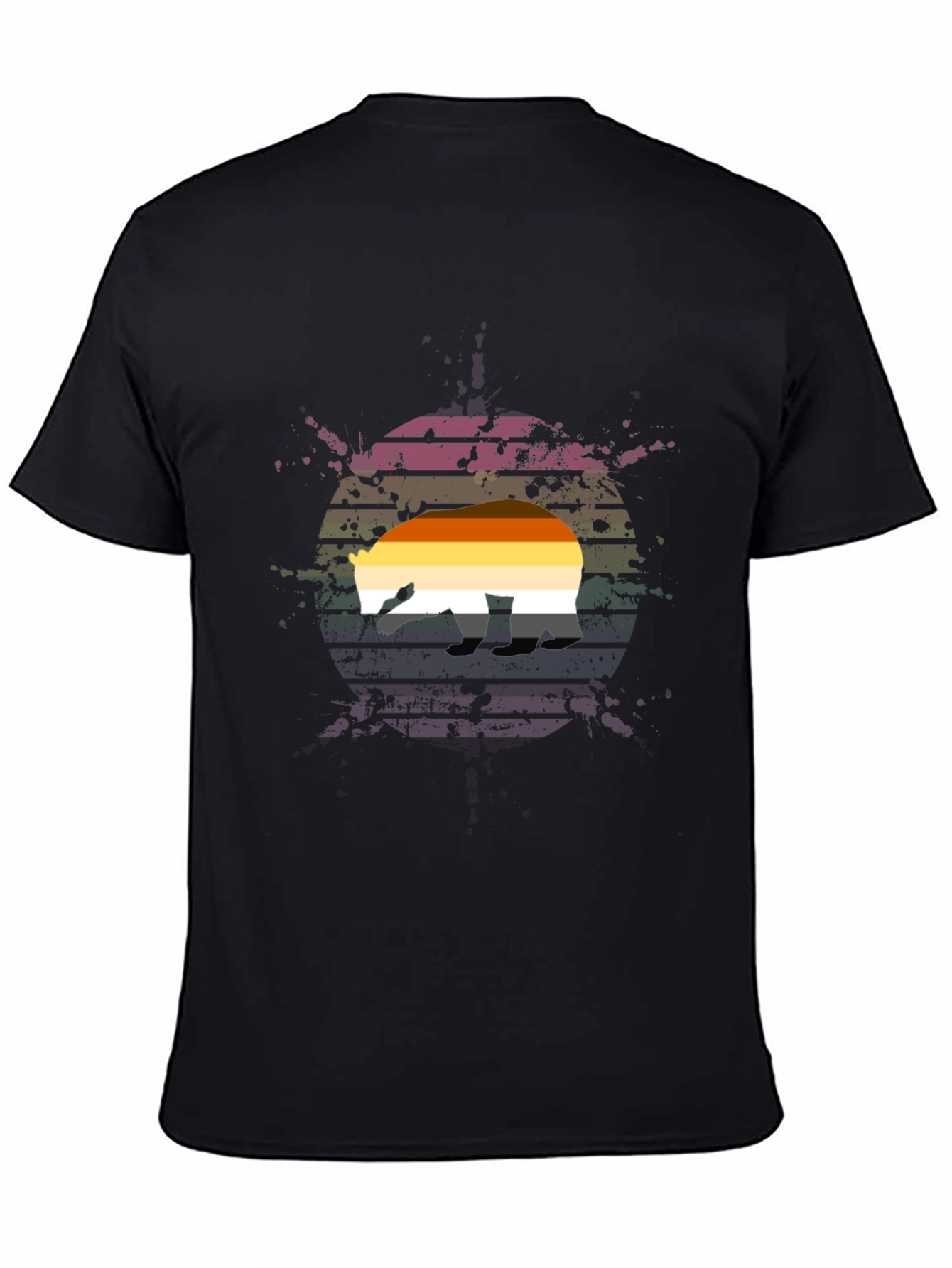 Retro Bear Pride T-Shirt - Black Cotton Blend