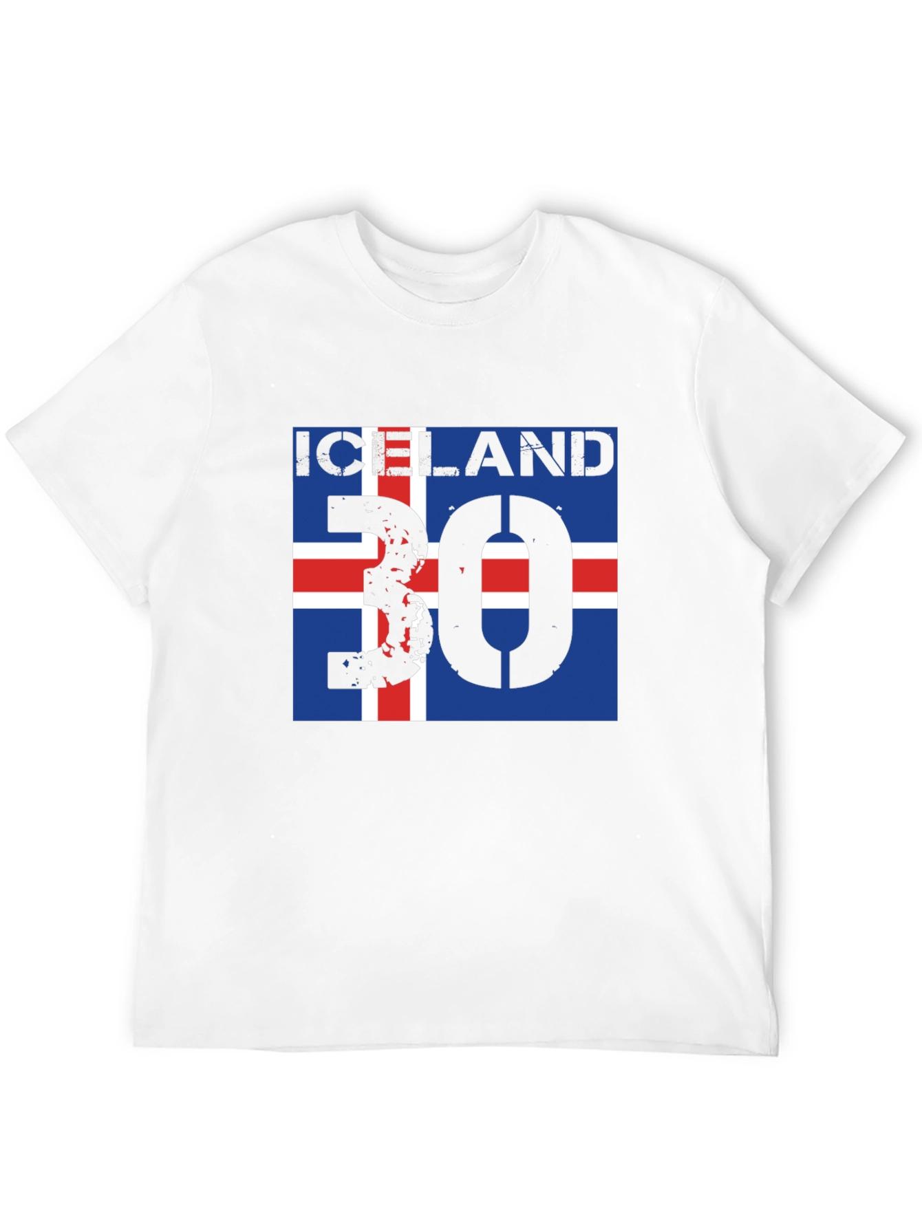 Iceland Flag T-Shirt with Distressed Number 30 Design
