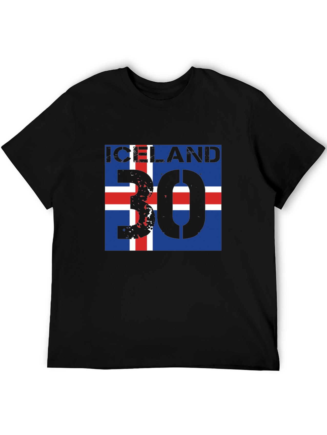 Iceland Flag T-Shirt with Distressed Number 30 Design