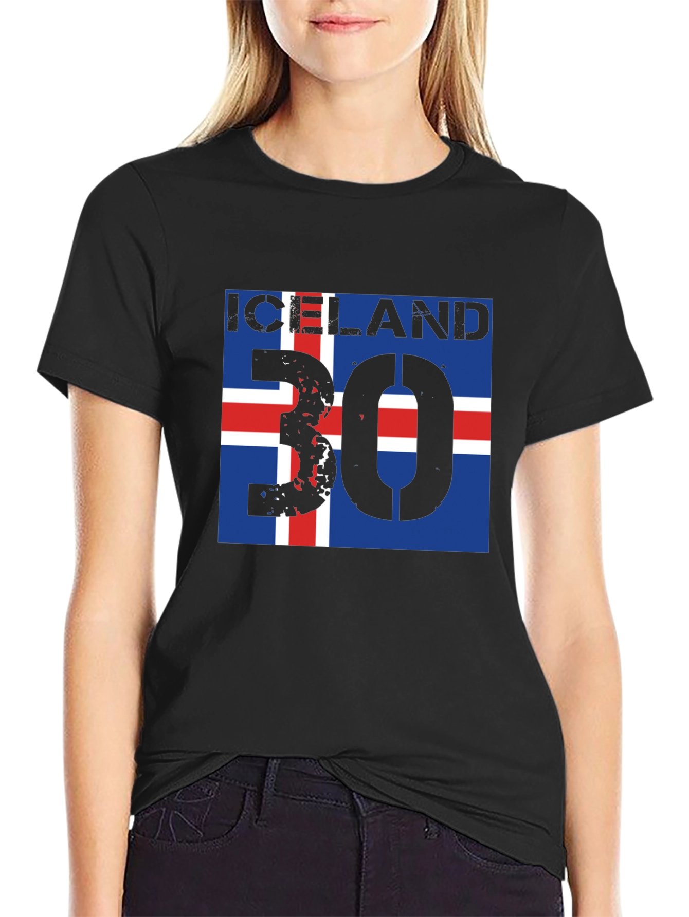 Iceland Flag T-Shirt with Distressed Number 30 Design