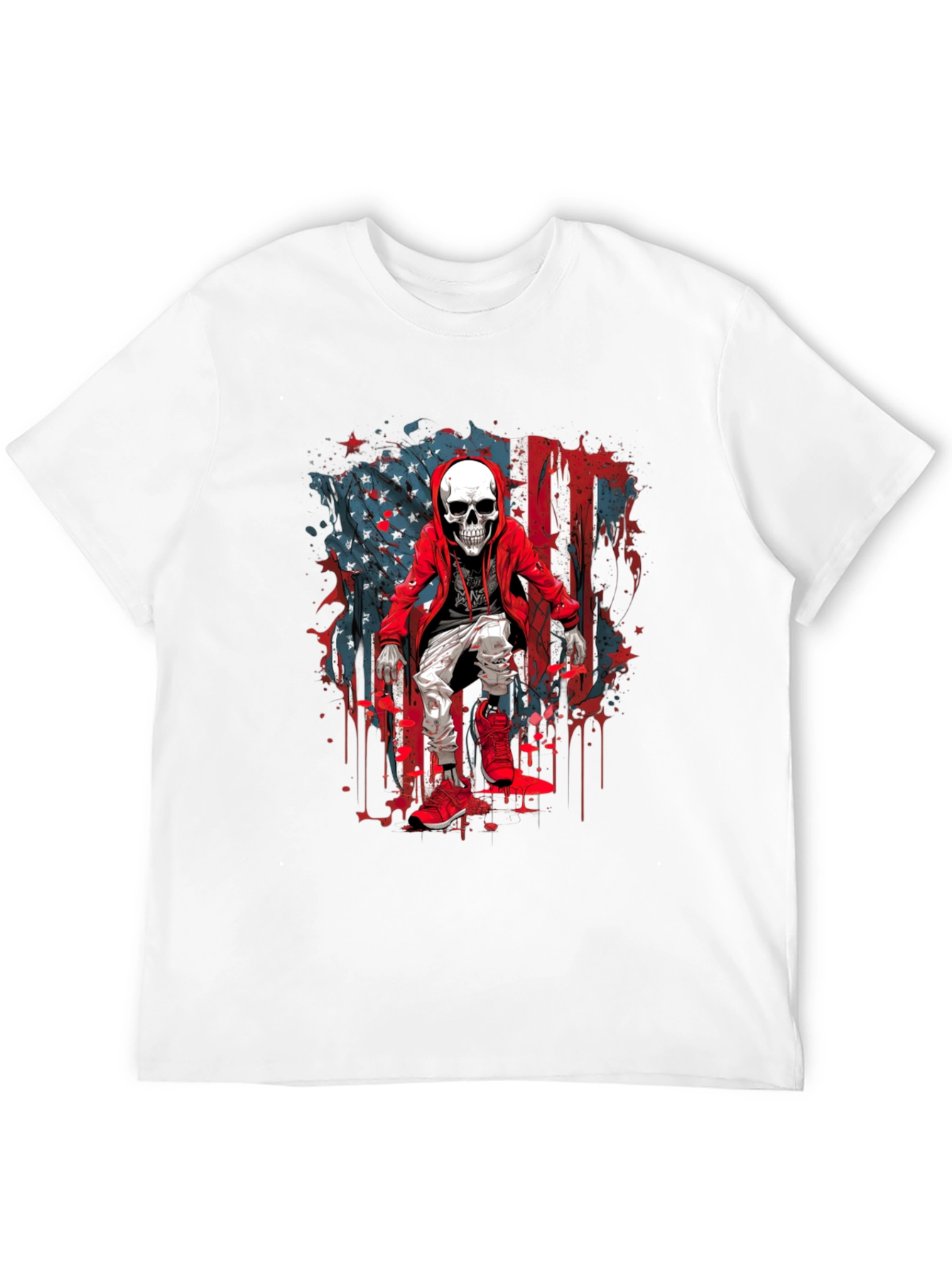 Skeleton USA Flag Graphic T-Shirt