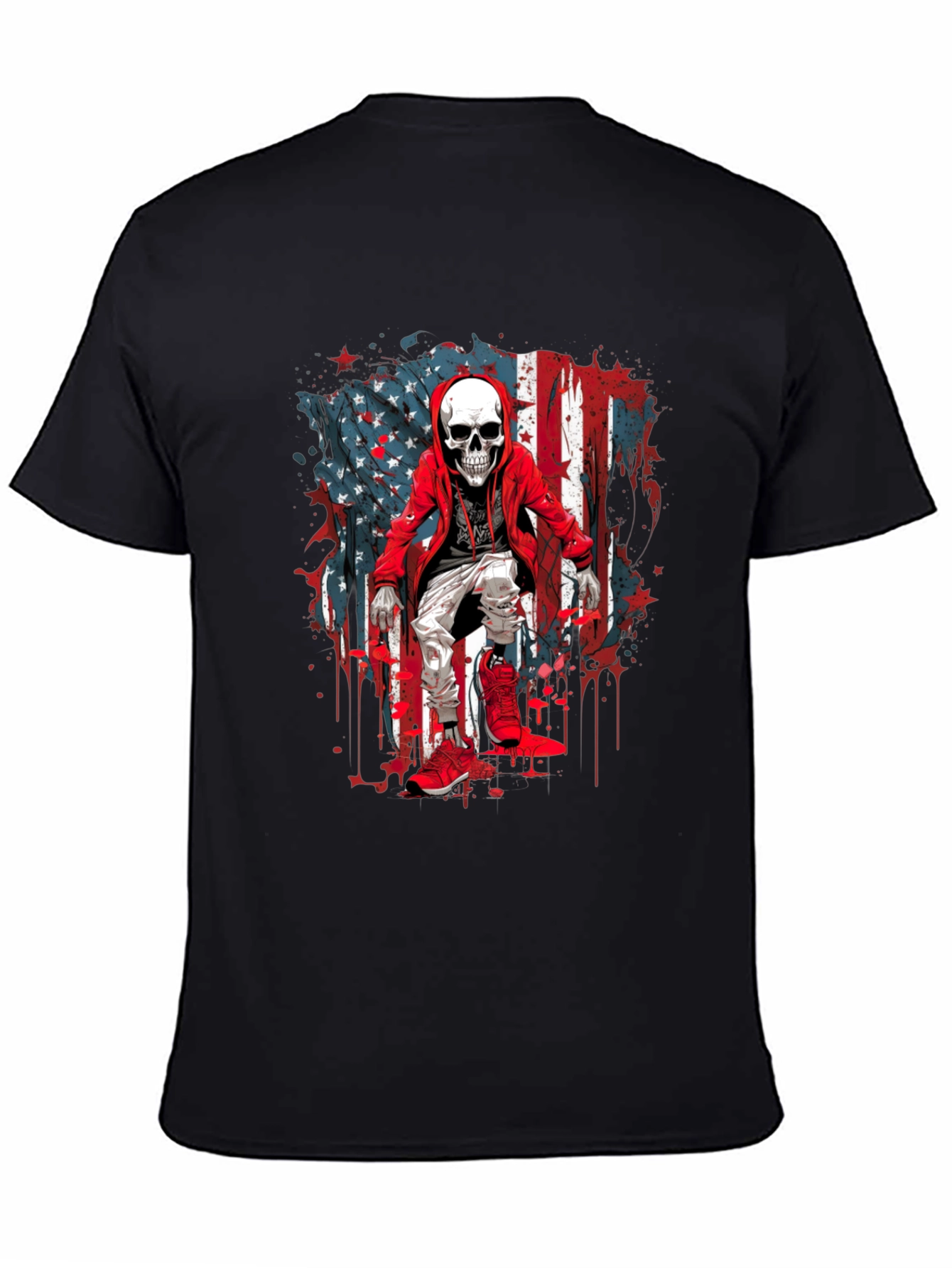 Skeleton USA Flag Graphic T-Shirt
