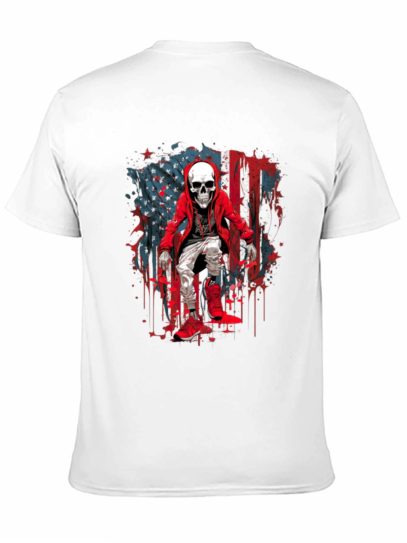 Skeleton USA Flag Graphic T-Shirt