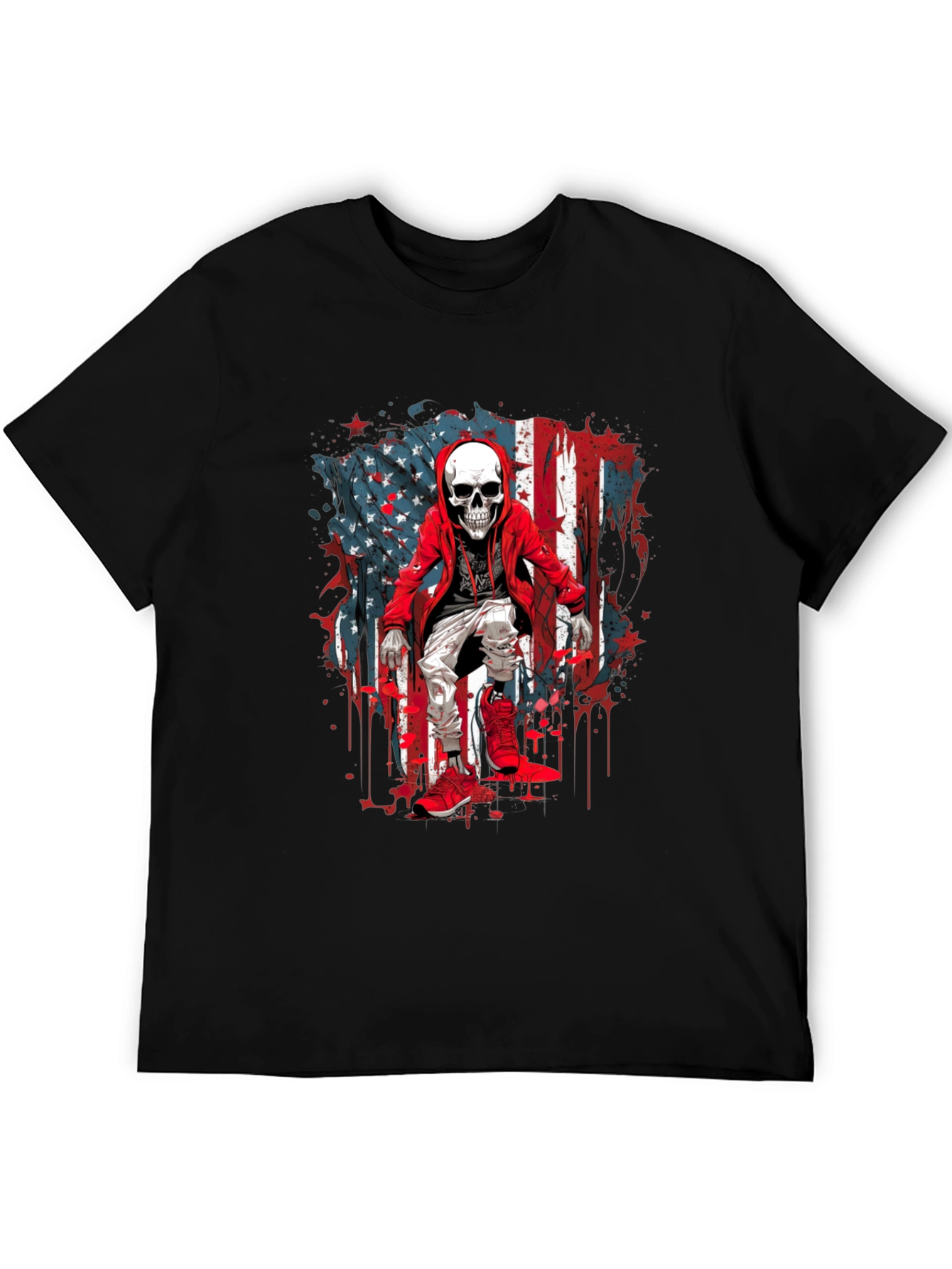 Skeleton USA Flag Graphic T-Shirt