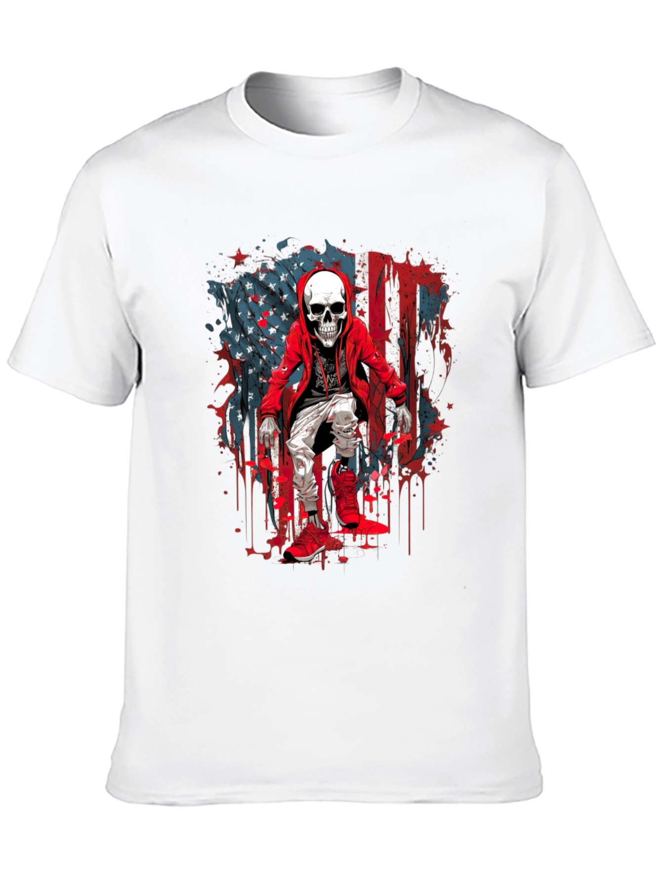 Skeleton USA Flag Graphic T-Shirt