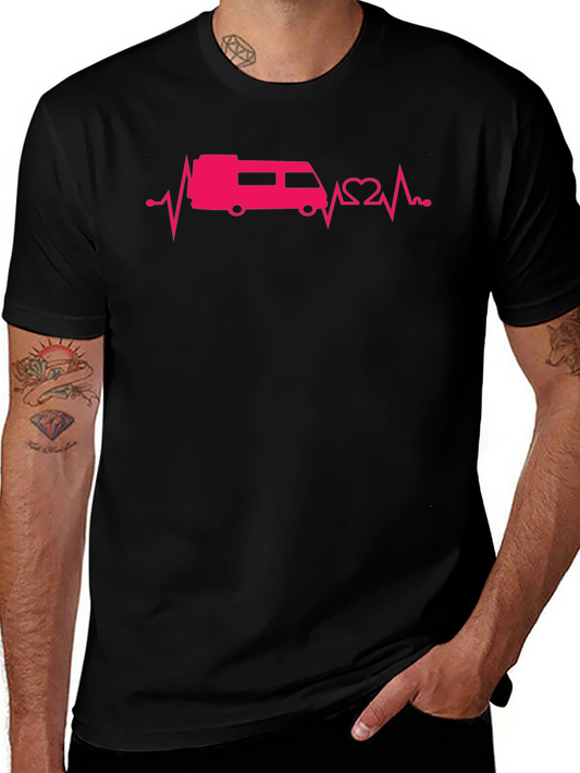 RV Heartbeat Graphic T-Shirt - Camping Lover Tee