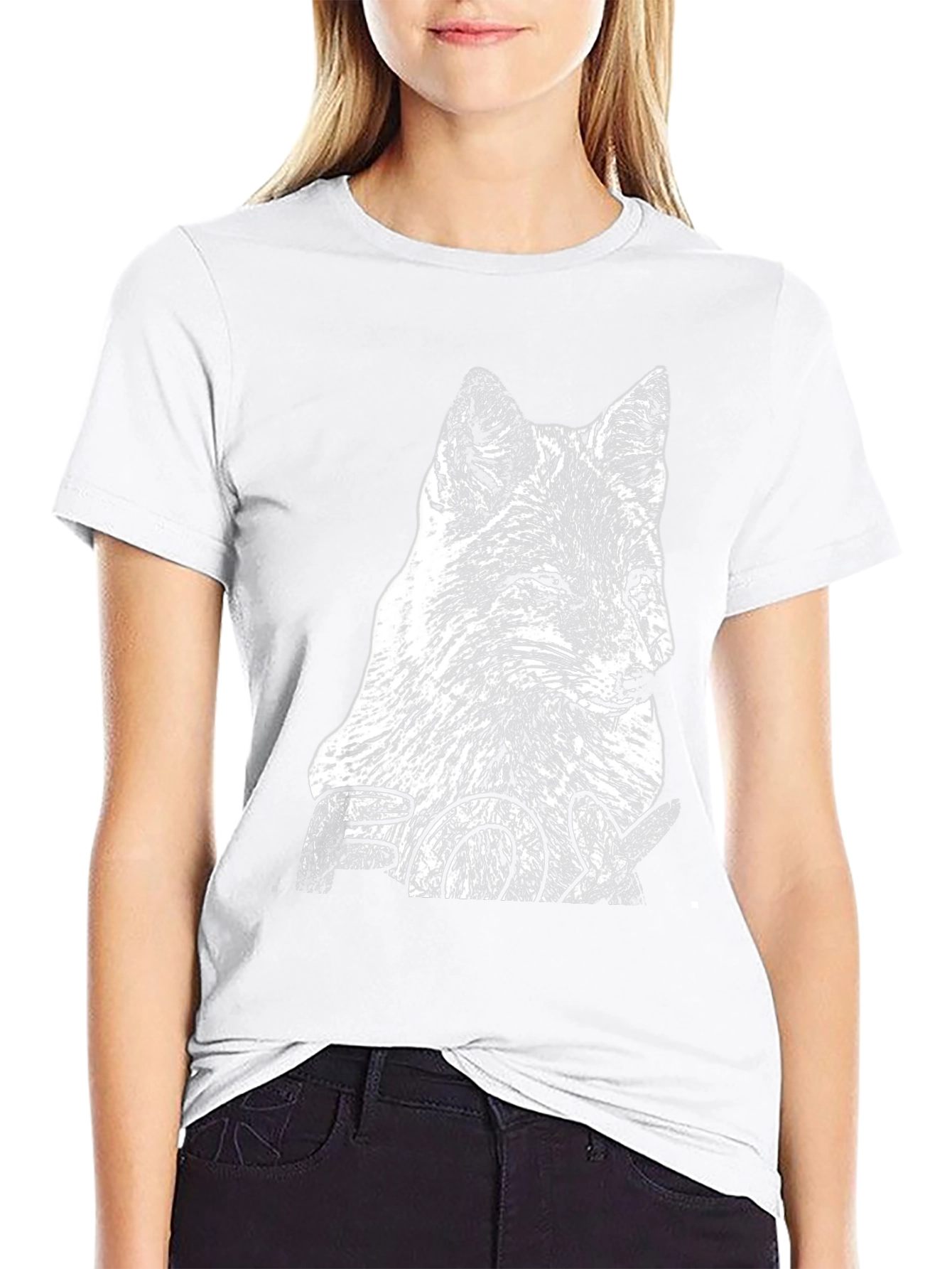 Mens Black T-Shirt with Fox Graphic Print