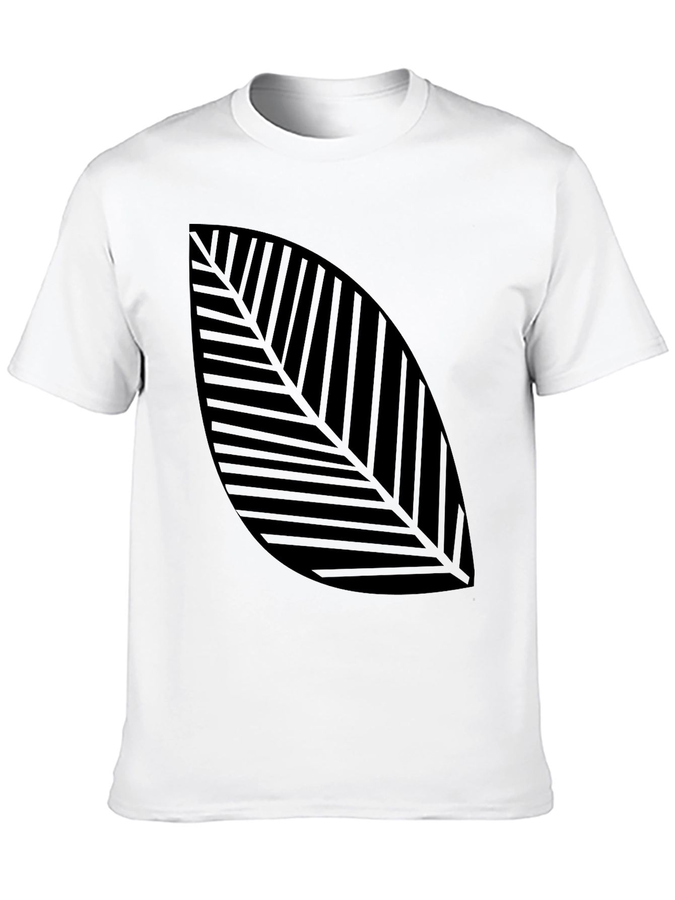 Modern Leaf Print Black T-Shirt