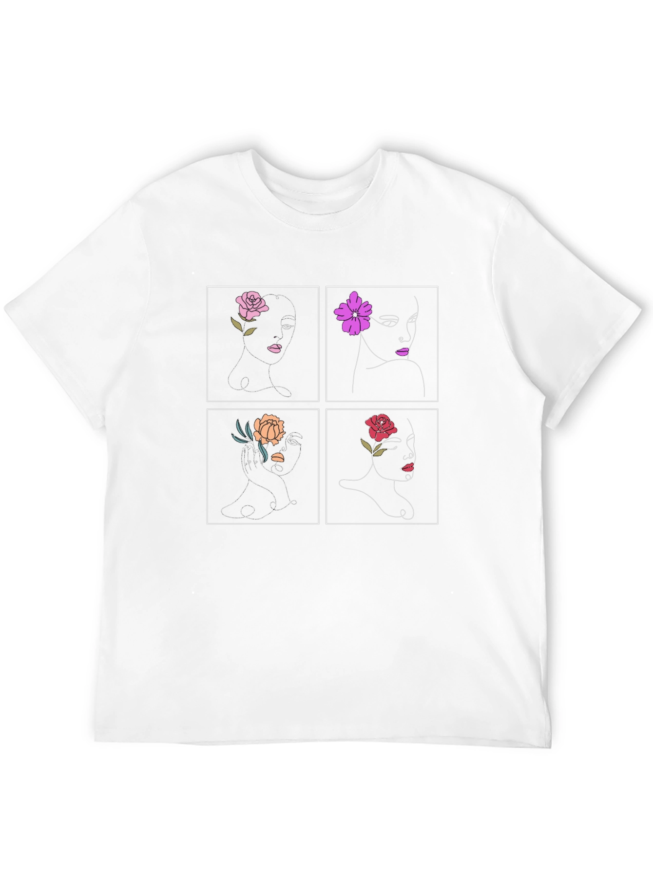Floral Face Art Black Graphic Tee