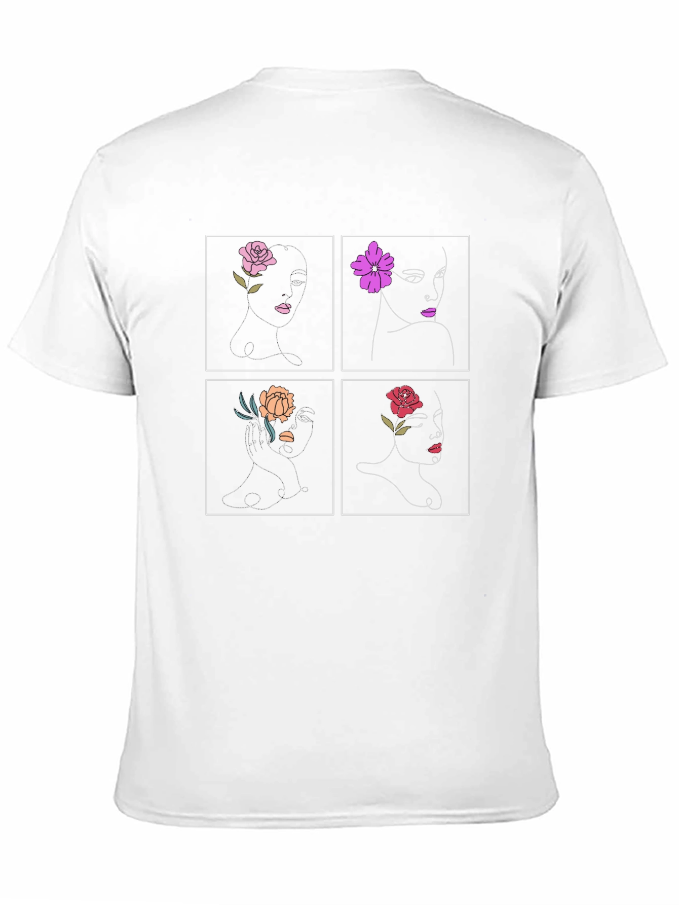 Floral Face Art Black Graphic Tee