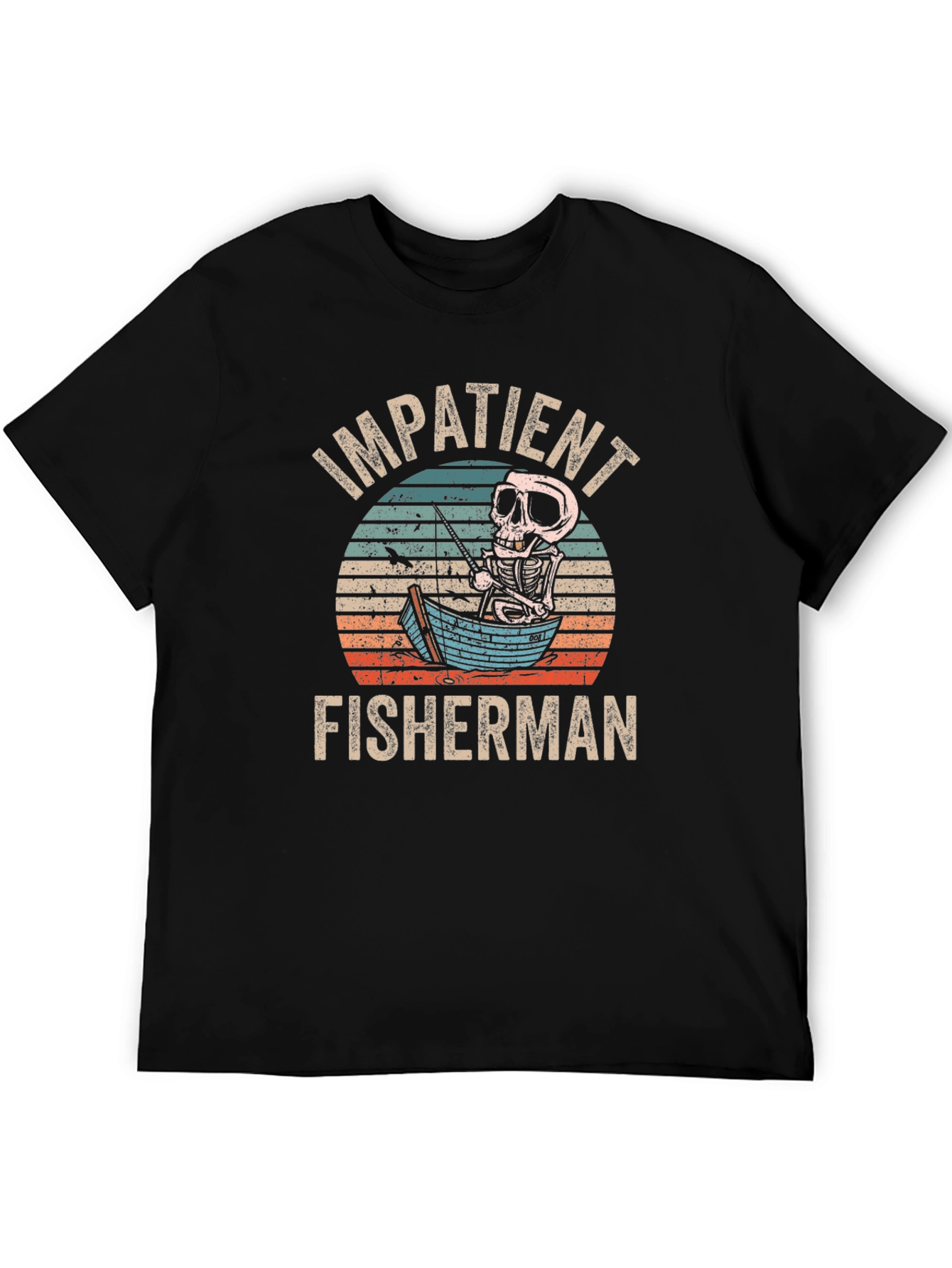 Impatient Fisherman Skeleton Graphic T-Shirt