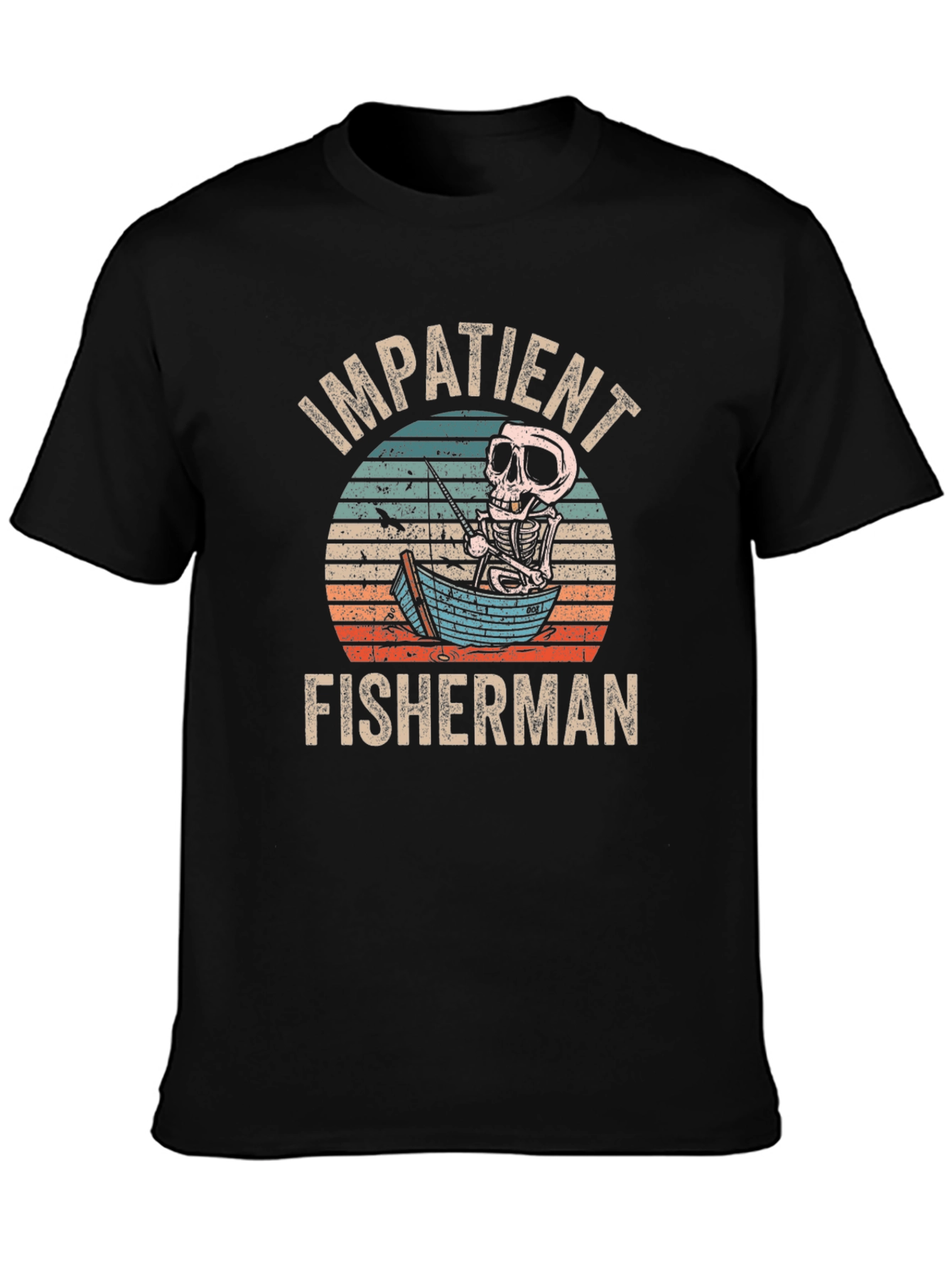 Impatient Fisherman Skeleton Graphic T-Shirt