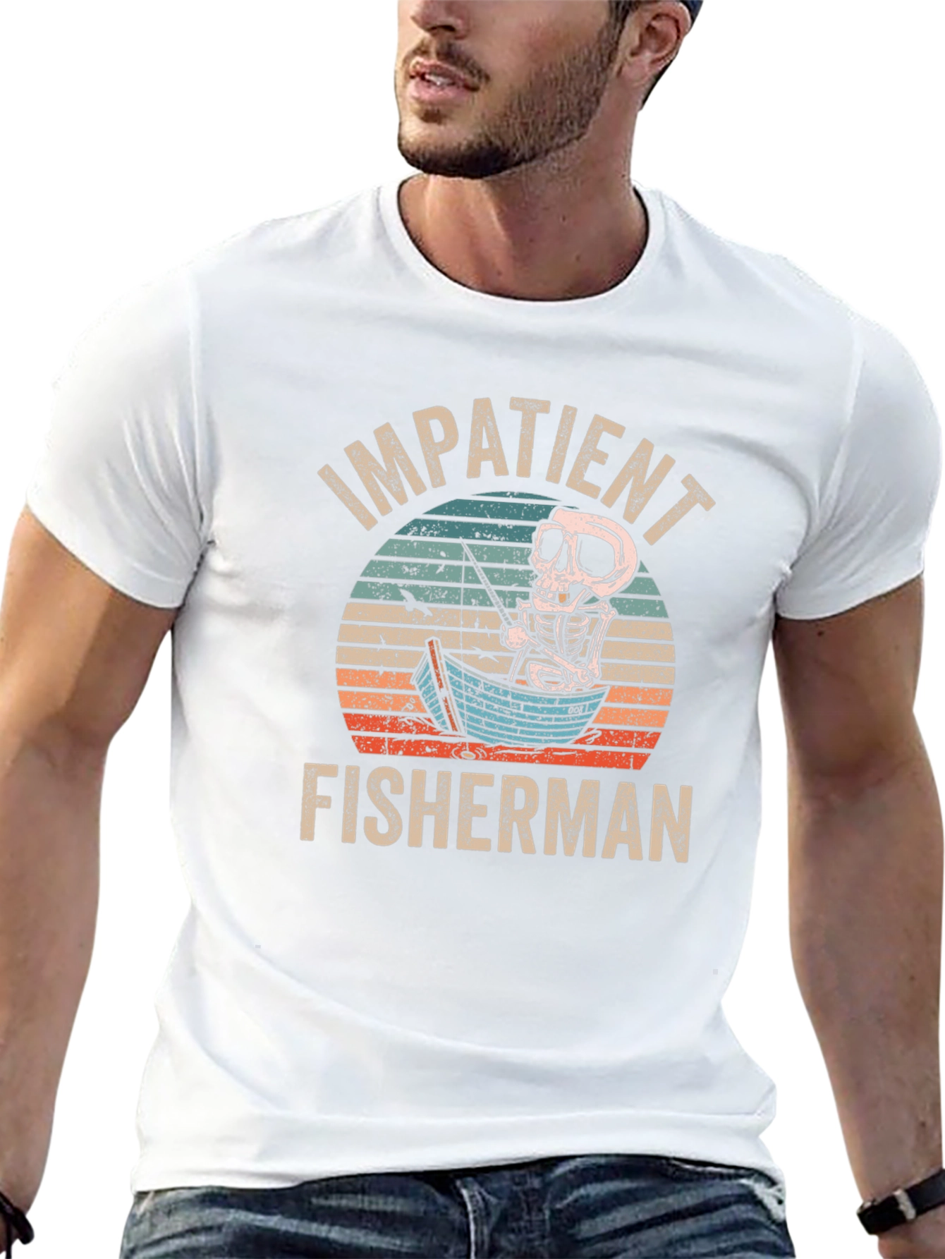 Impatient Fisherman Skeleton Graphic T-Shirt