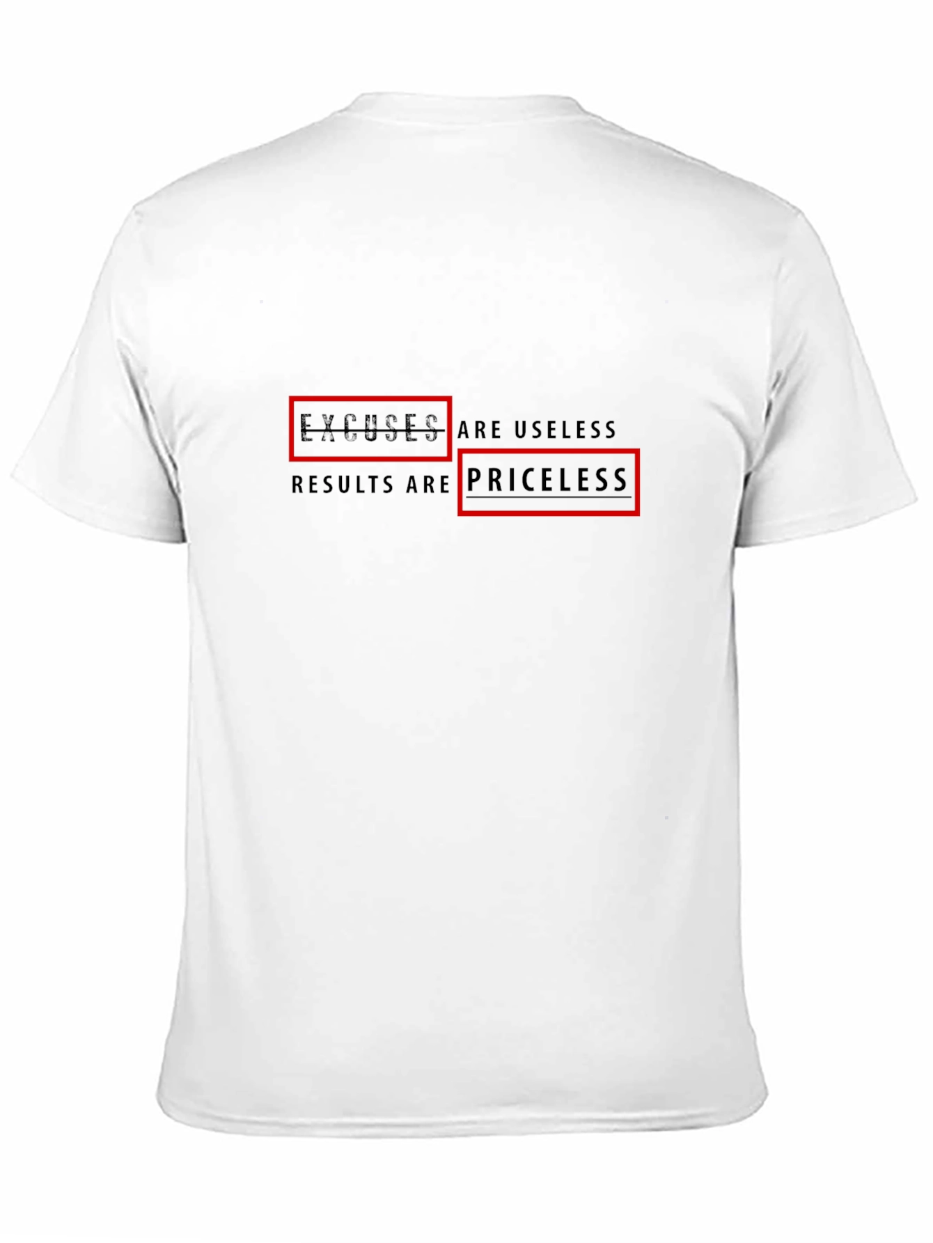 Excuses Useless Results Priceless Black T-Shirt