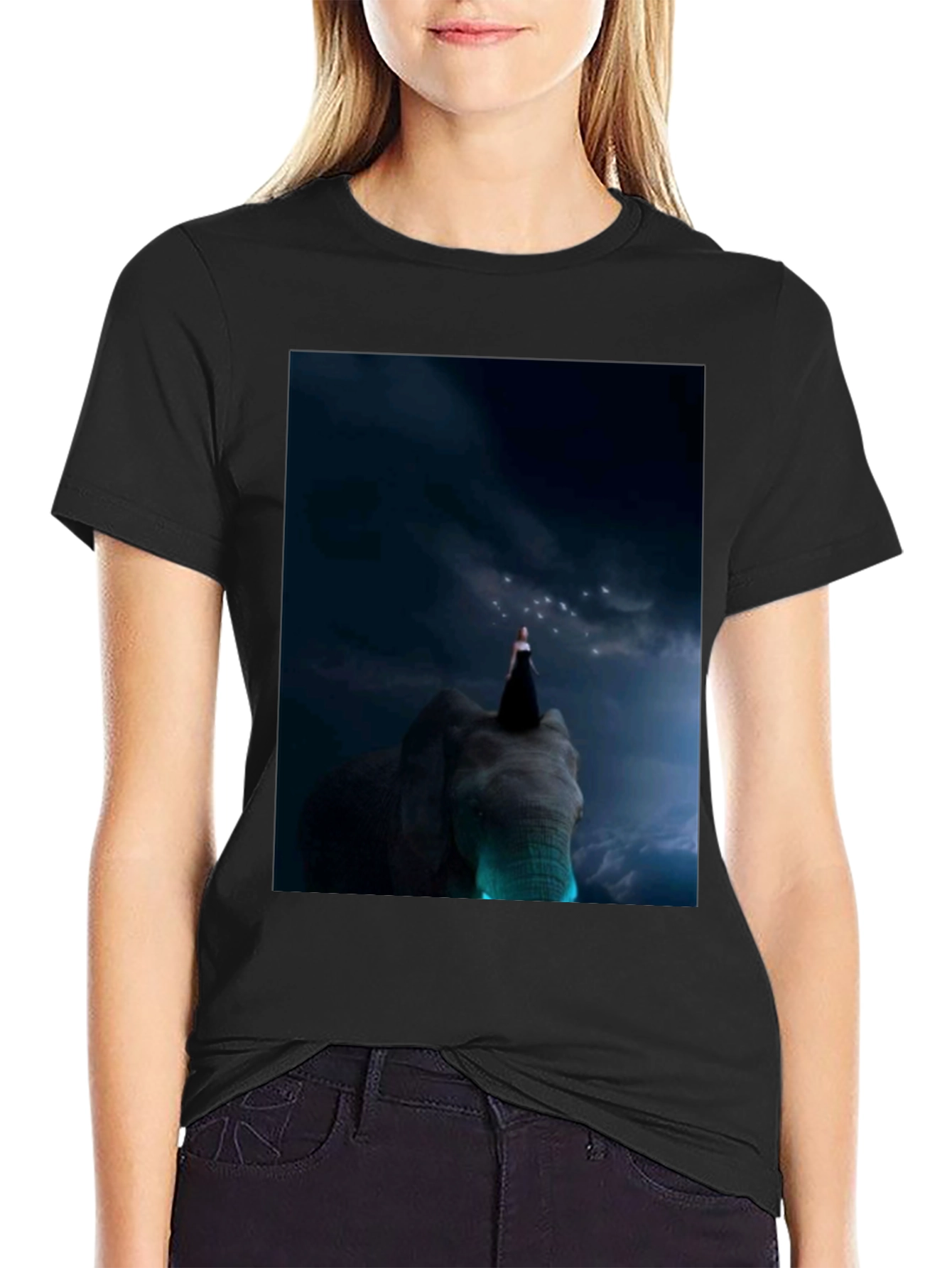 Elephant & Night Sky Graphic T-Shirt