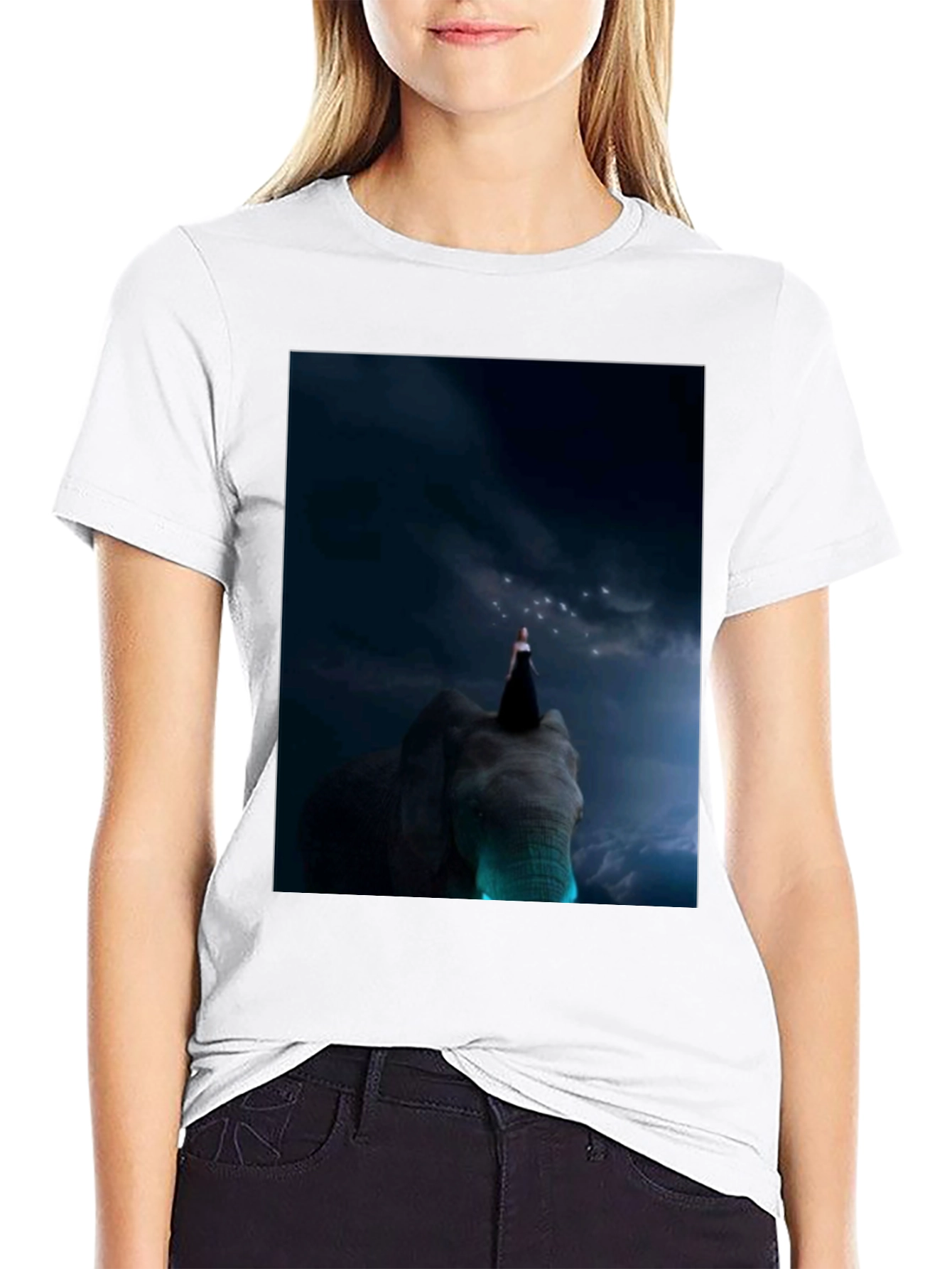 Elephant & Night Sky Graphic T-Shirt