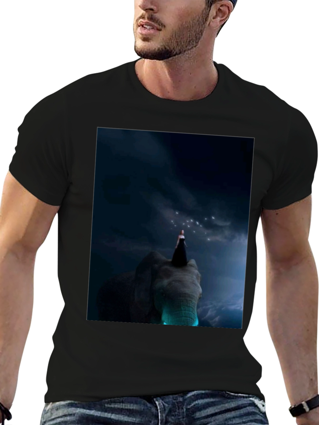 Elephant & Night Sky Graphic T-Shirt