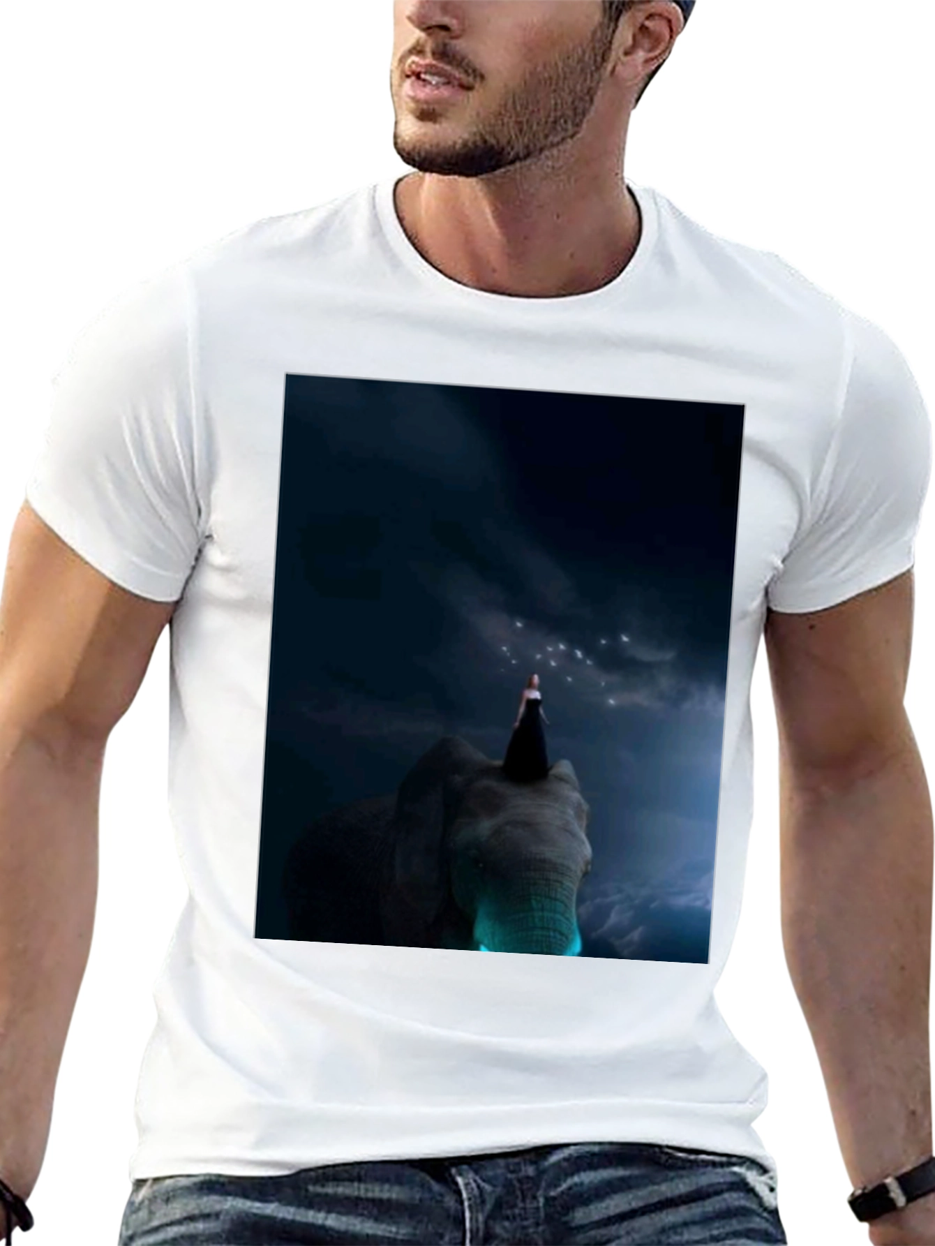 Elephant & Night Sky Graphic T-Shirt