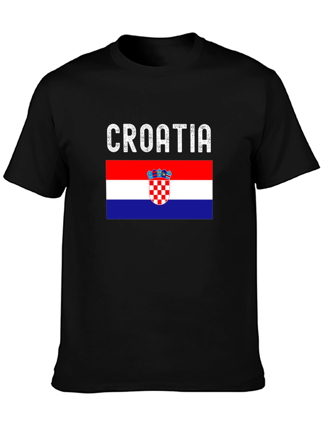Croatia Flag T-Shirt - Black Cotton Tee