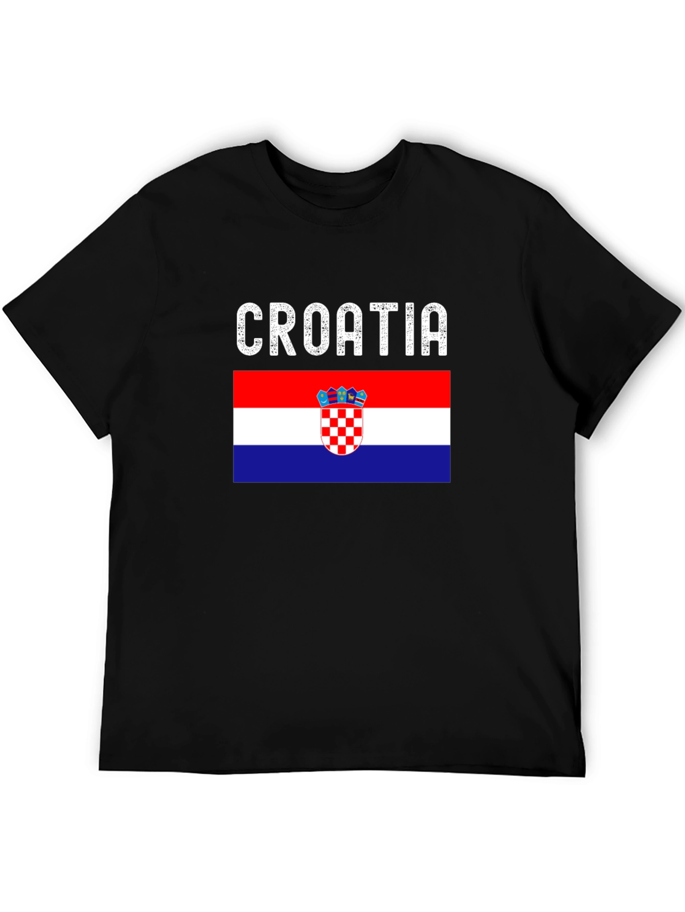 Croatia Flag T-Shirt - Black Cotton Tee