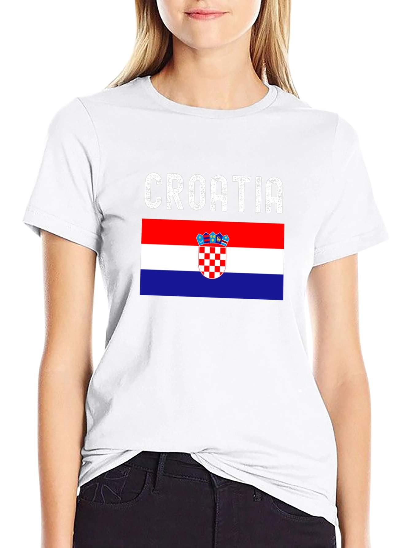 Croatia Flag T-Shirt - Black Cotton Tee