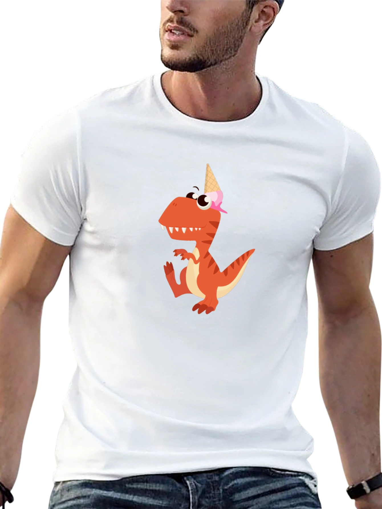 Dino Ice Cream Cone T-Shirt - Fun Graphic Tee