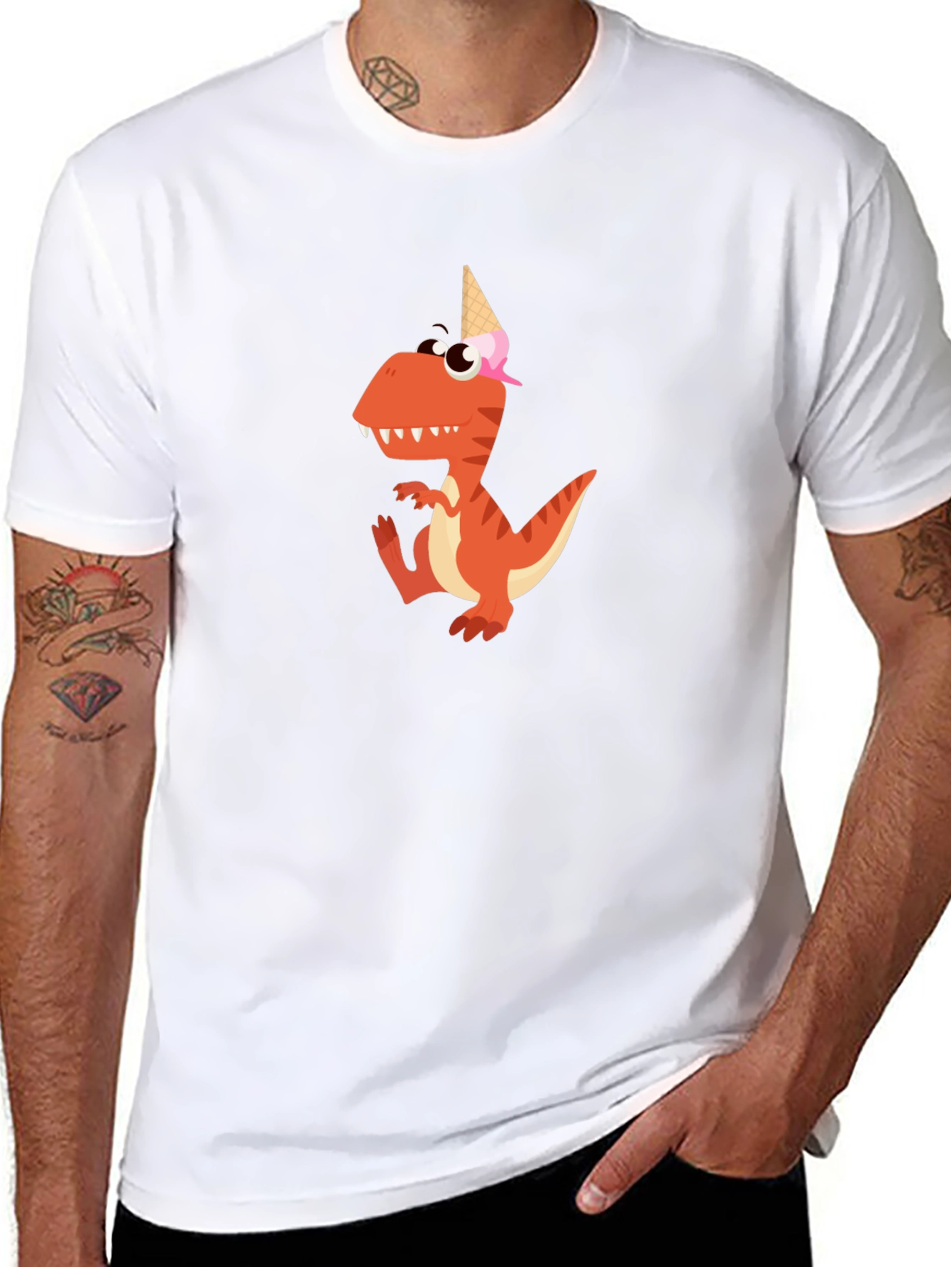 Dino Ice Cream Cone T-Shirt - Fun Graphic Tee