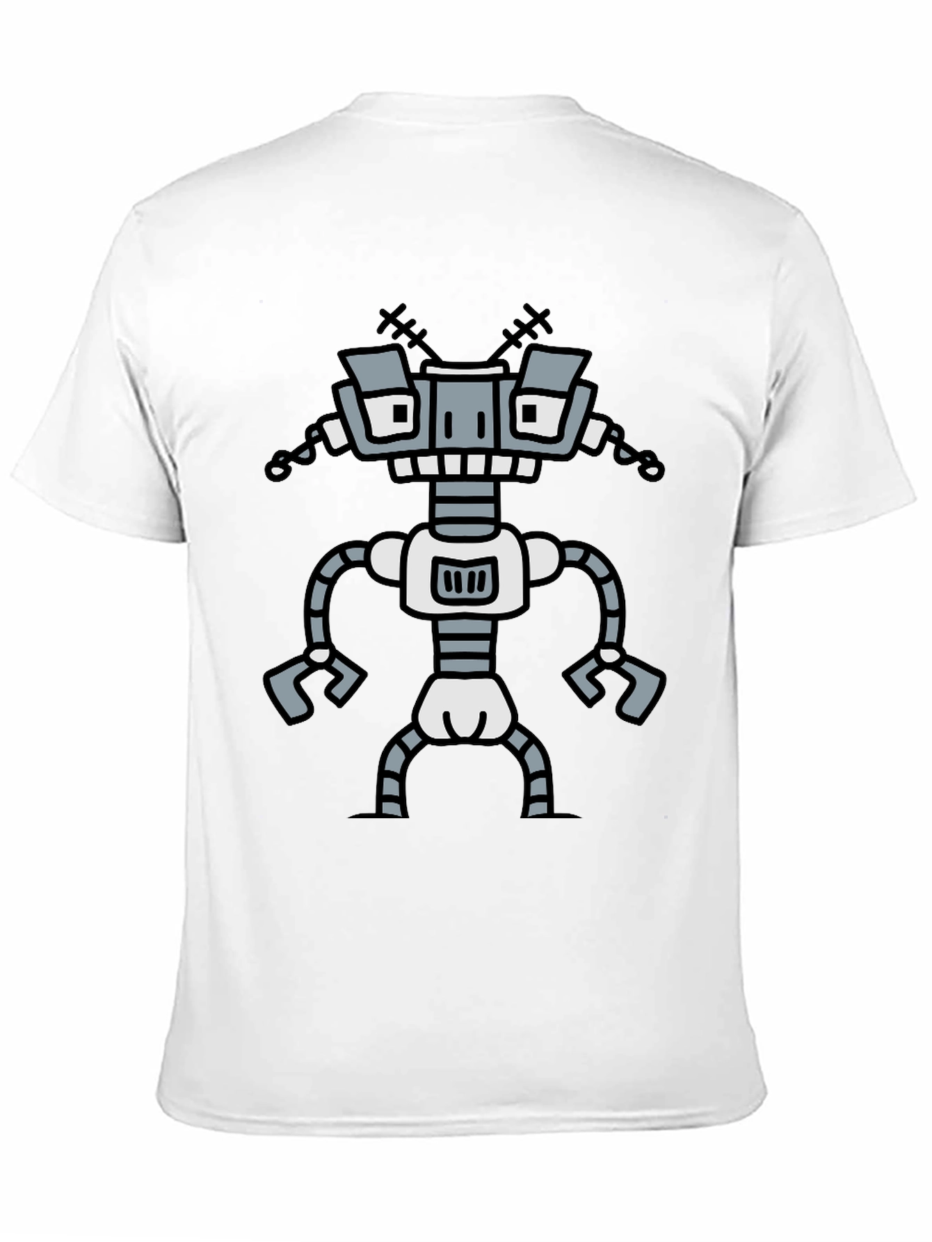Fun Robot Graphic T-Shirt - Black Cotton Tee