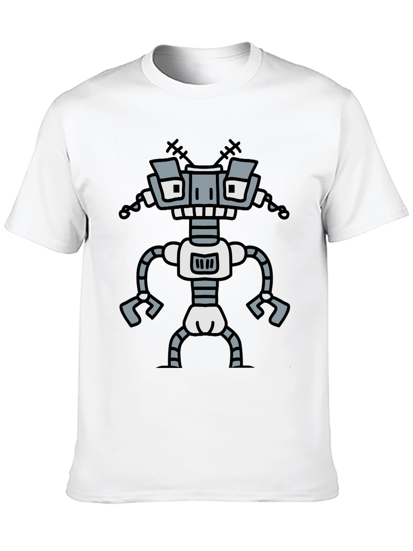 Fun Robot Graphic T-Shirt - Black Cotton Tee