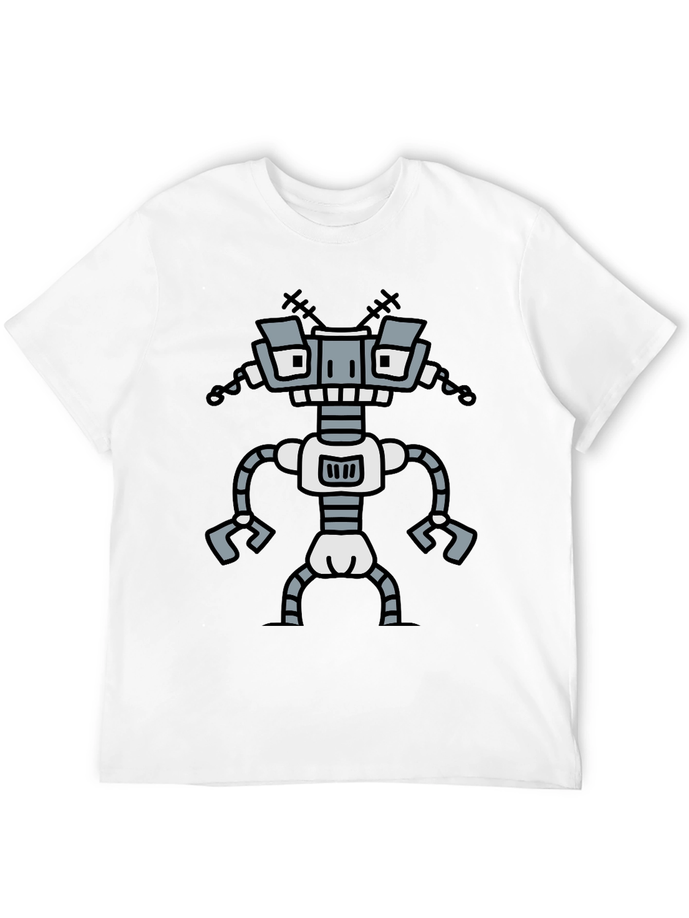 Fun Robot Graphic T-Shirt - Black Cotton Tee