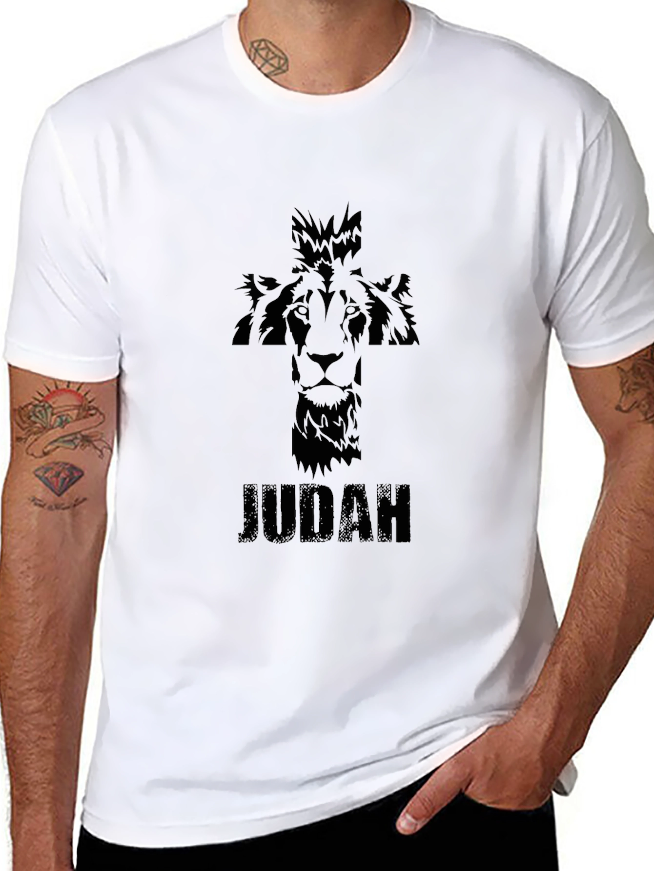 Judah Lion Cross Graphic T-Shirt - Christian Apparel