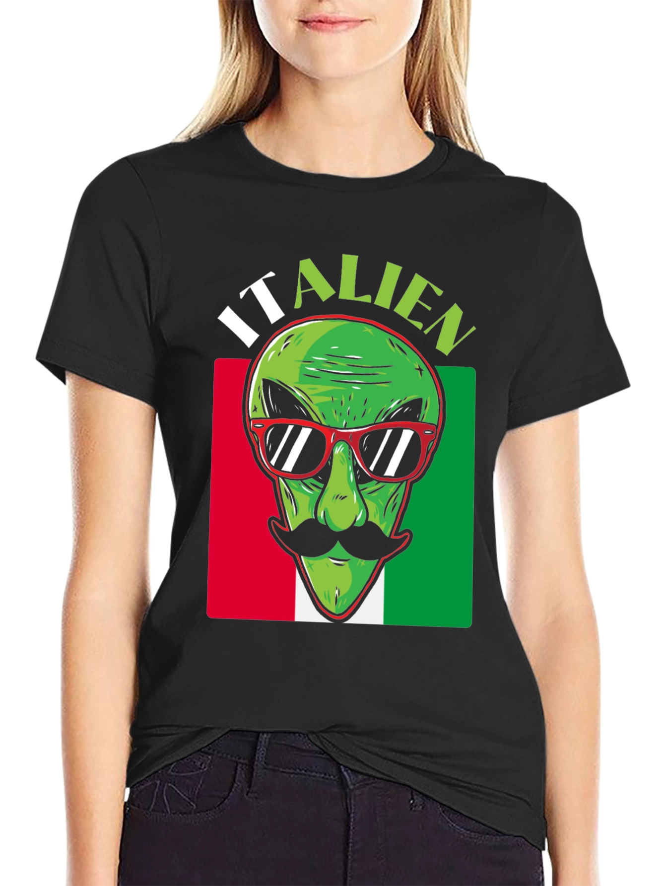 Italian Alien Graphic T-Shirt - Novelty Design