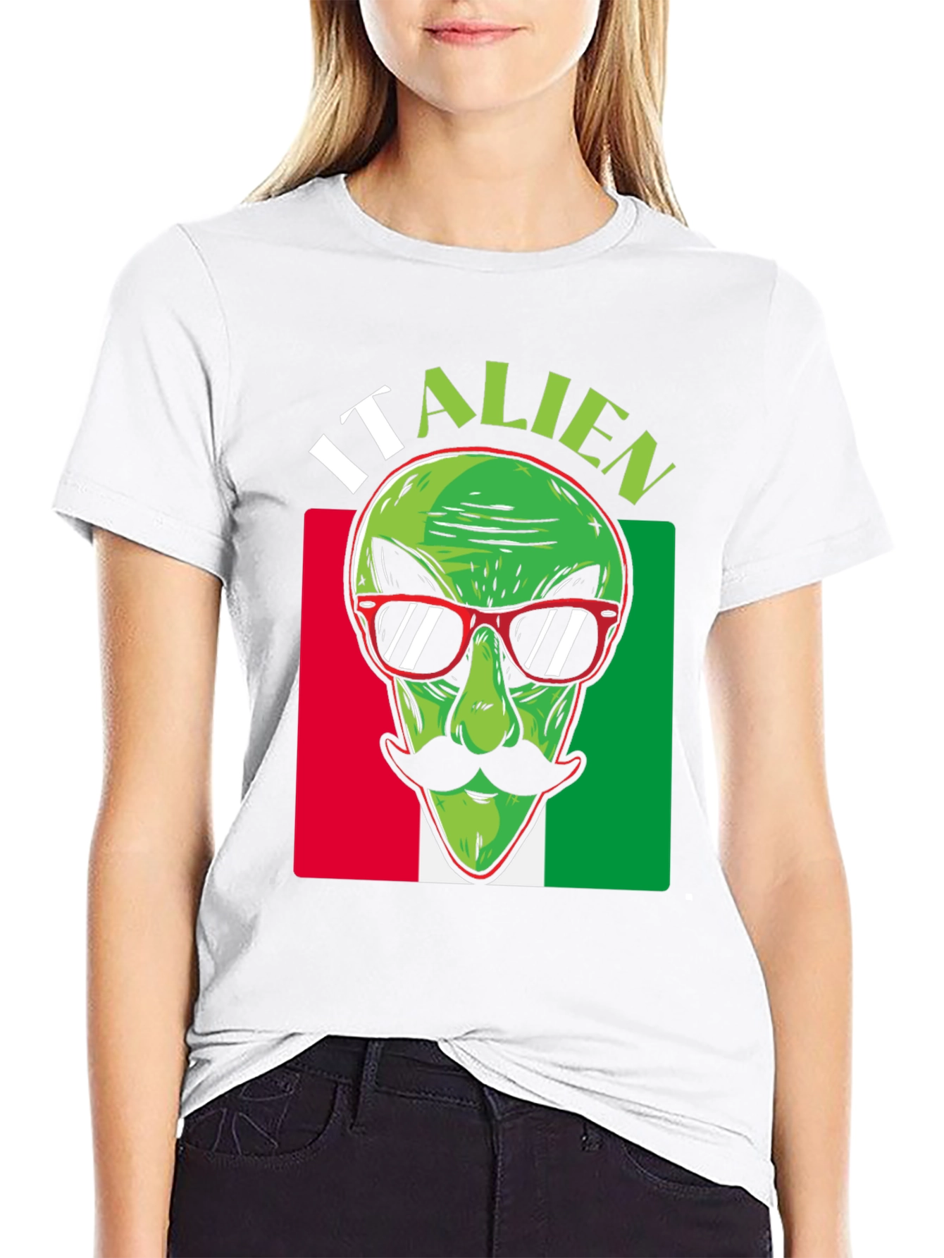 Italian Alien Graphic T-Shirt - Novelty Design