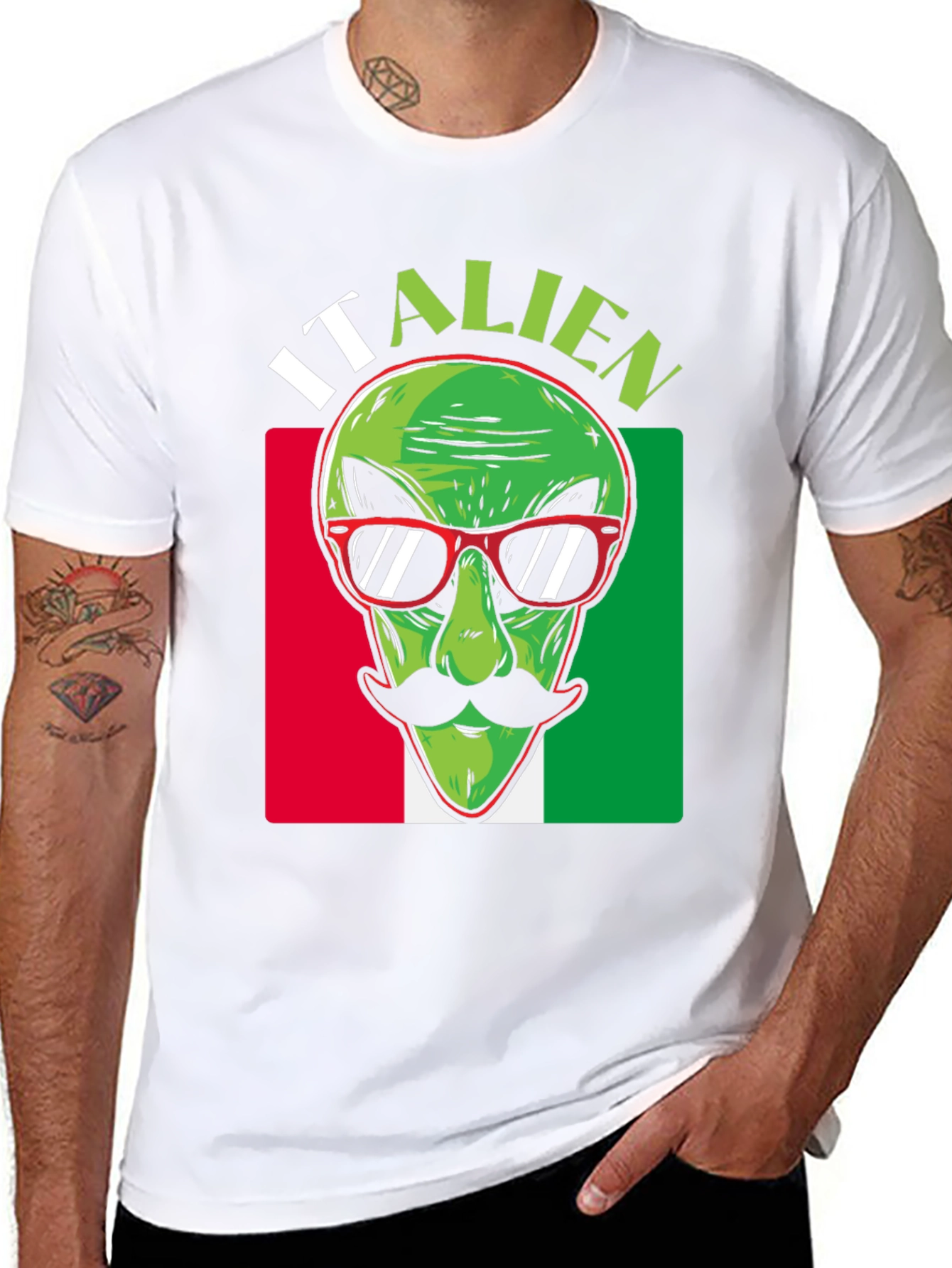 Italian Alien Graphic T-Shirt - Novelty Design