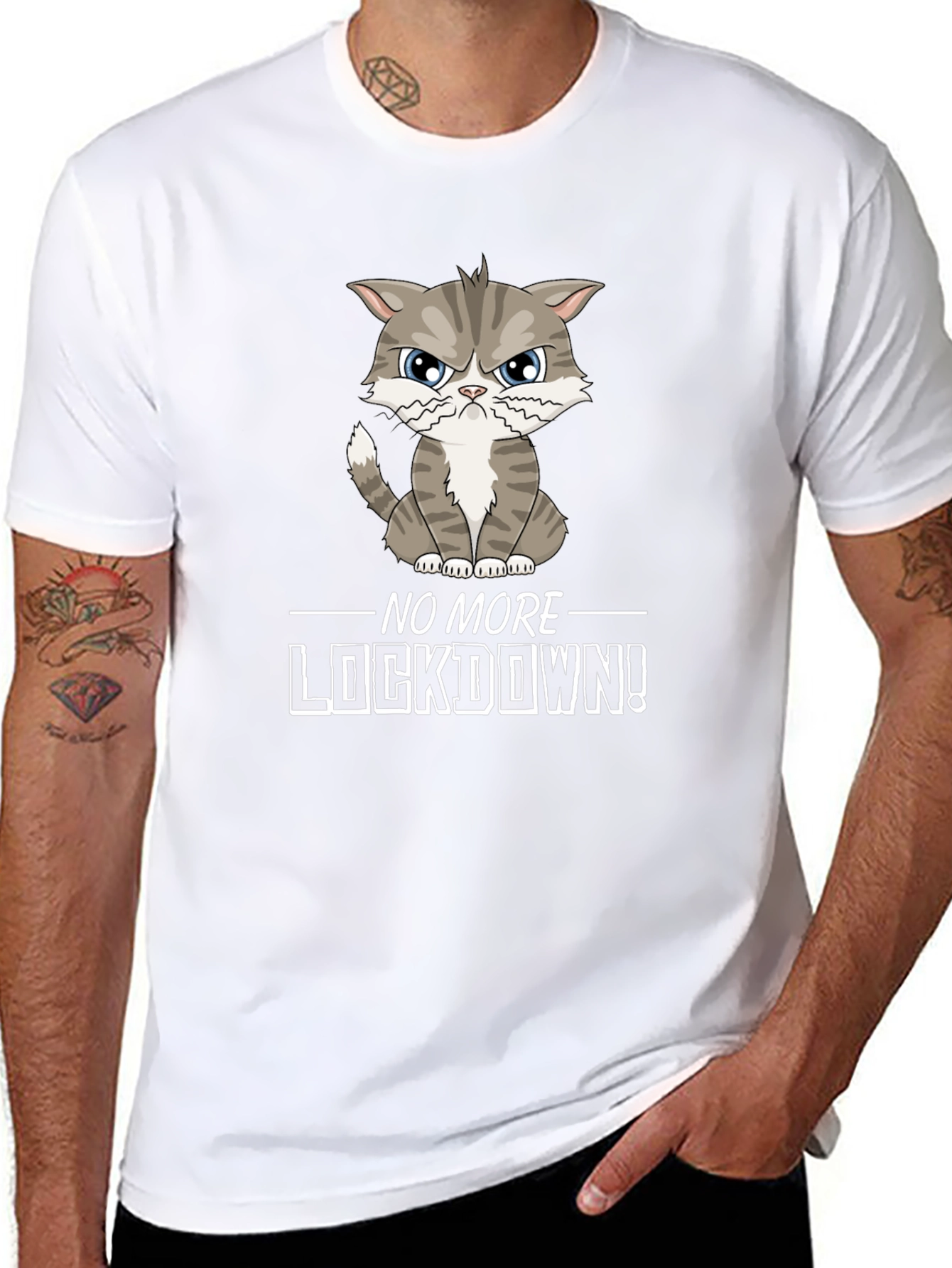 Funny No More Lockdown Cat Graphic Tee