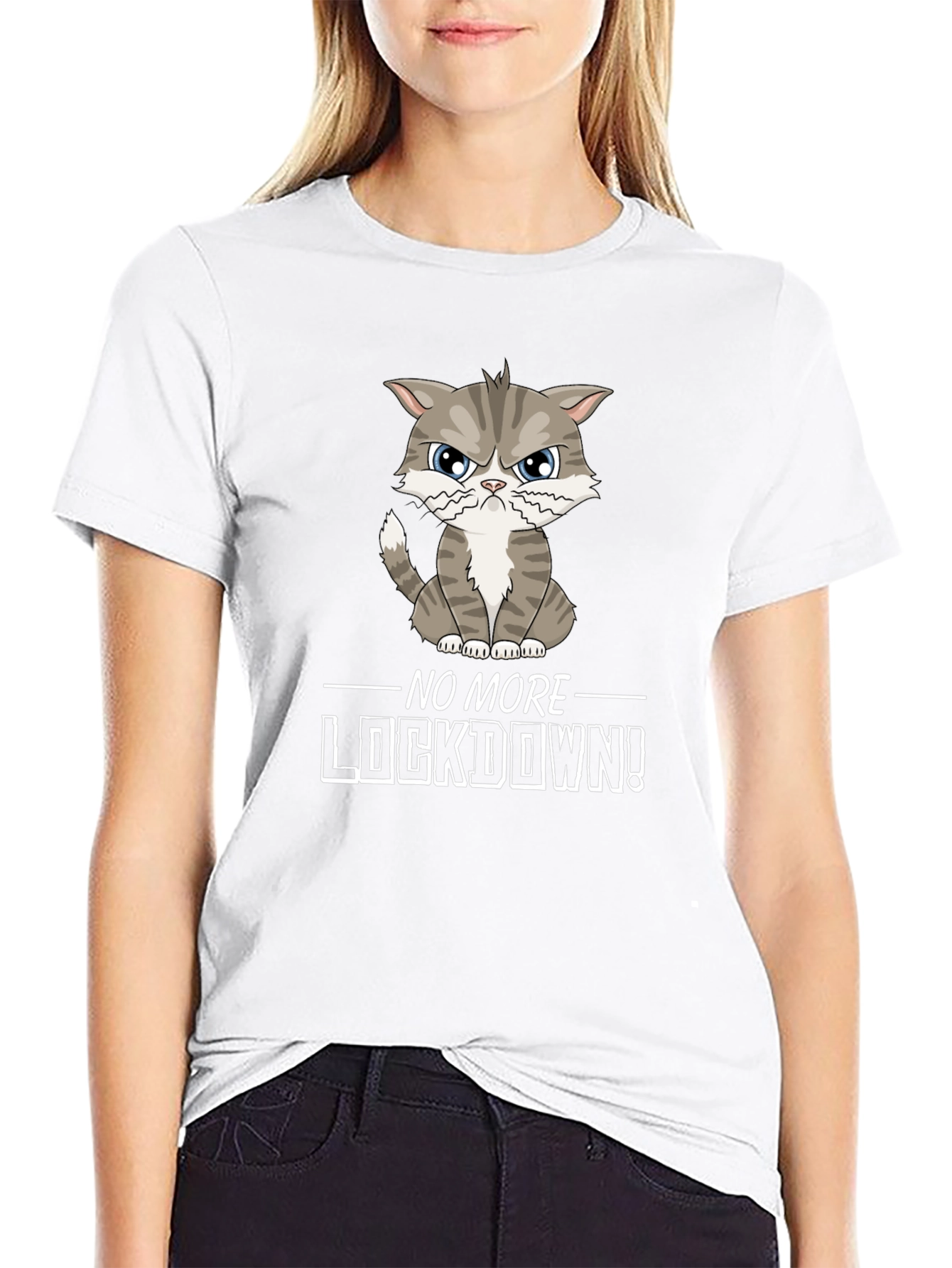 Funny No More Lockdown Cat Graphic Tee