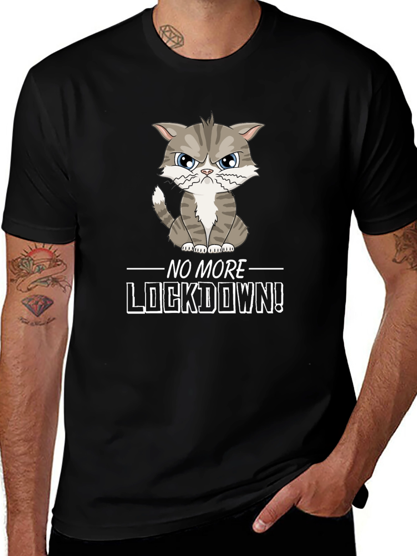 Funny No More Lockdown Cat Graphic Tee