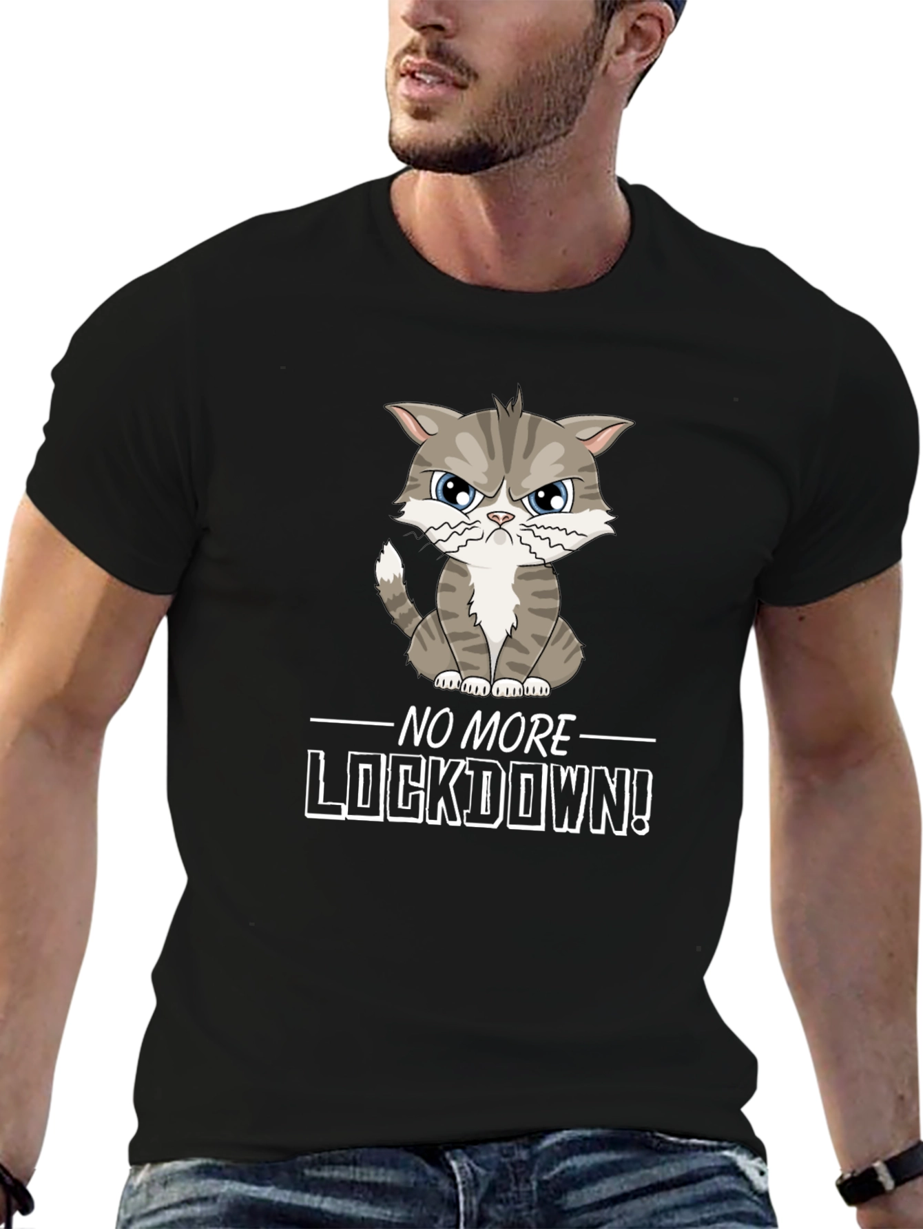 Funny No More Lockdown Cat Graphic Tee