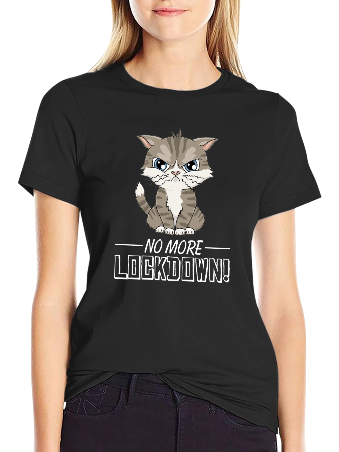 Funny No More Lockdown Cat Graphic Tee