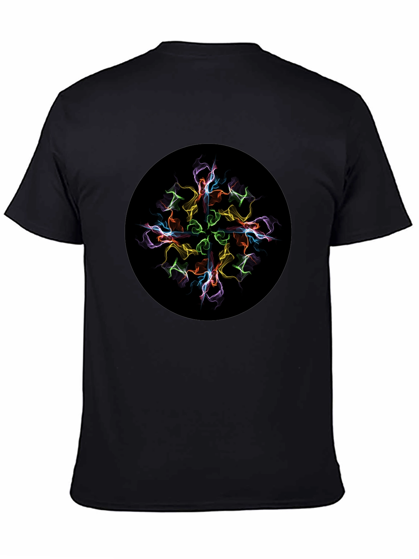 Abstract Mandala Graphic Print Black T-Shirt