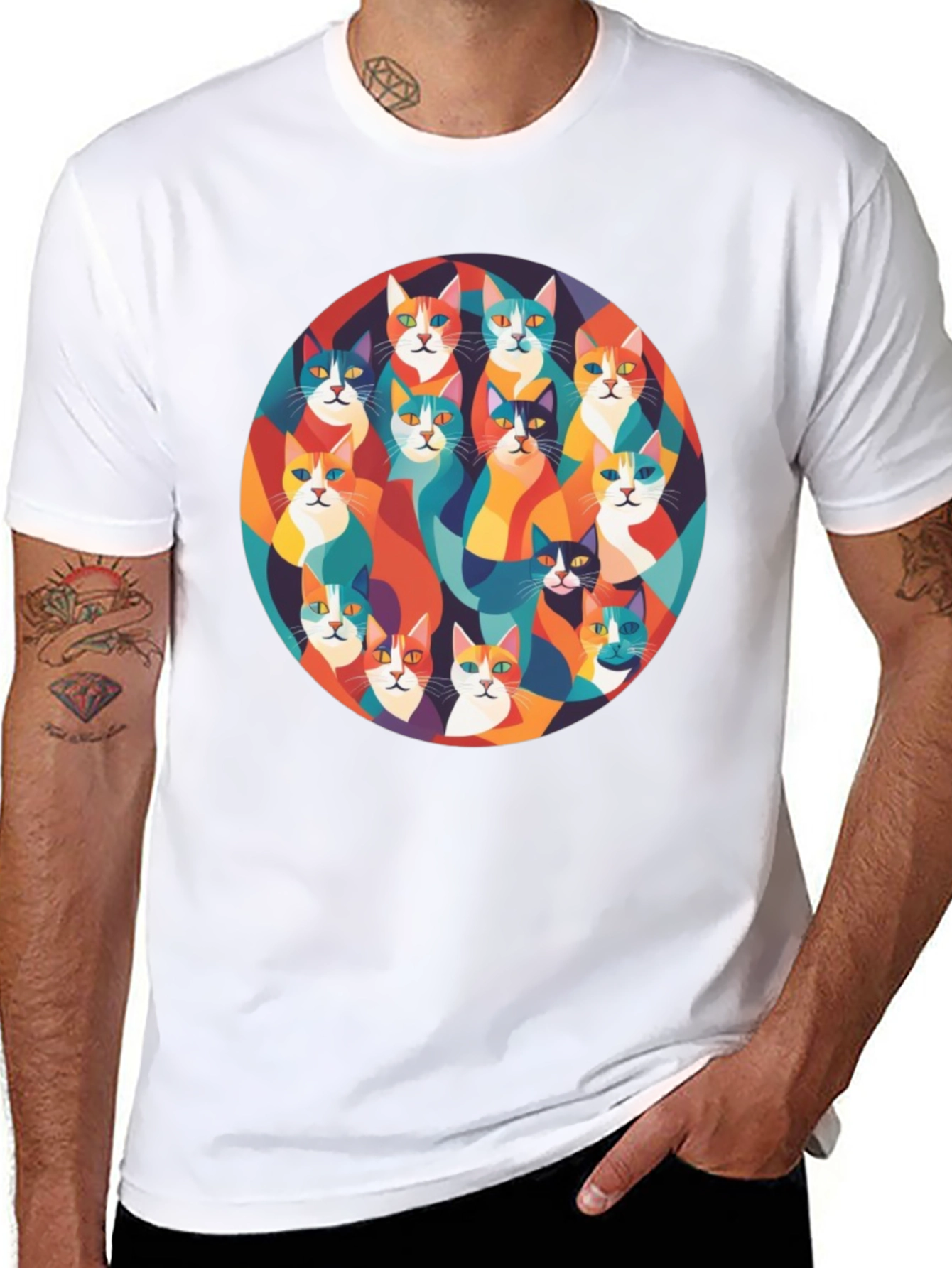 Colorful Cats Graphic T-Shirt