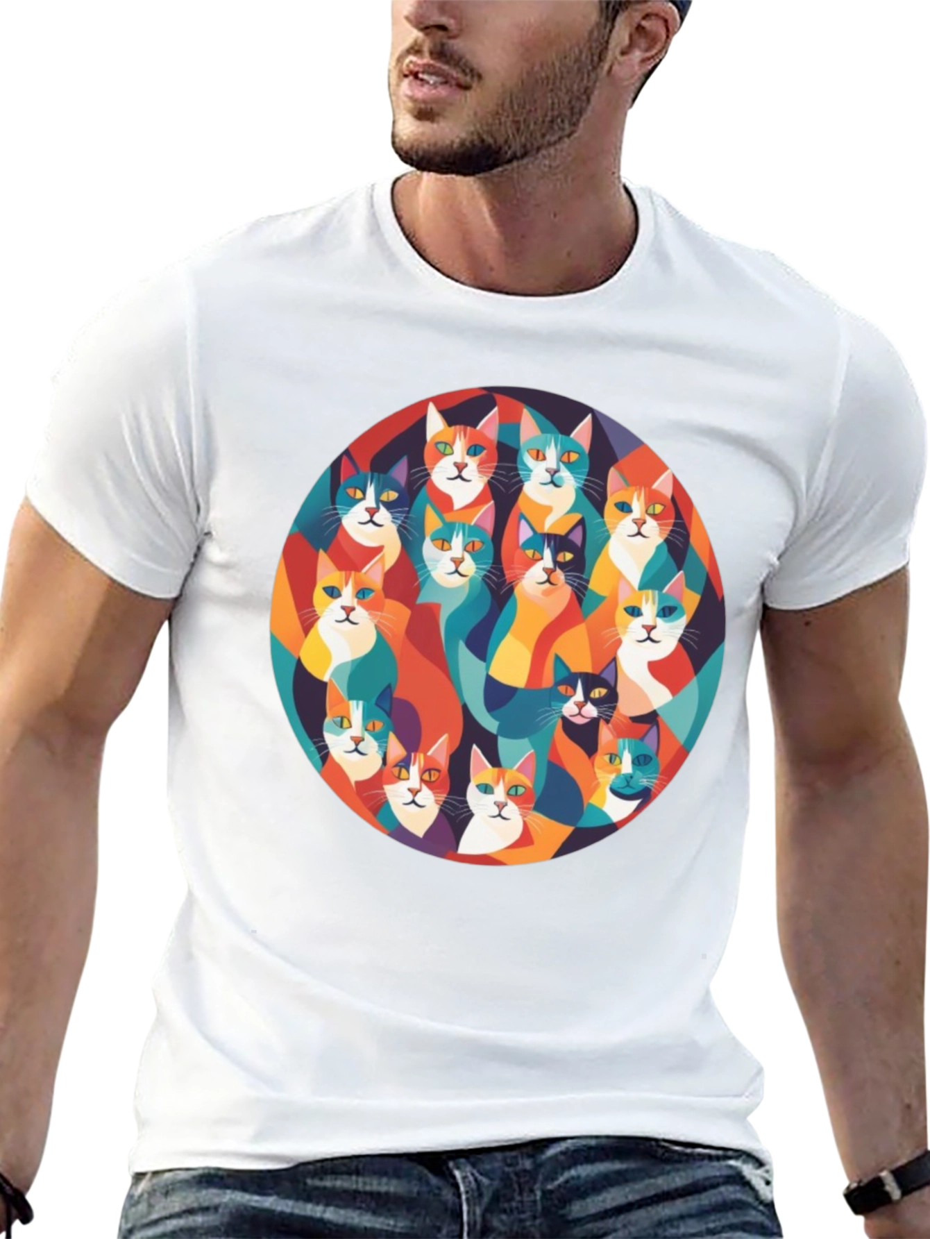 Colorful Cats Graphic T-Shirt