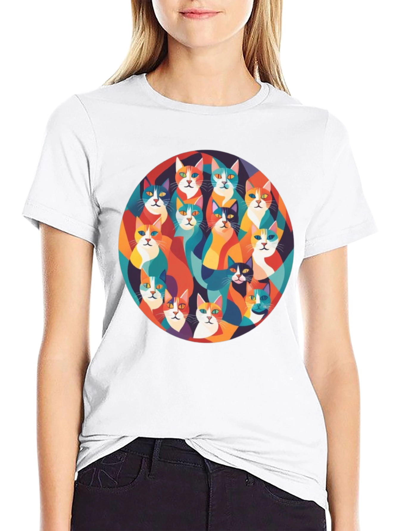 Colorful Cats Graphic T-Shirt