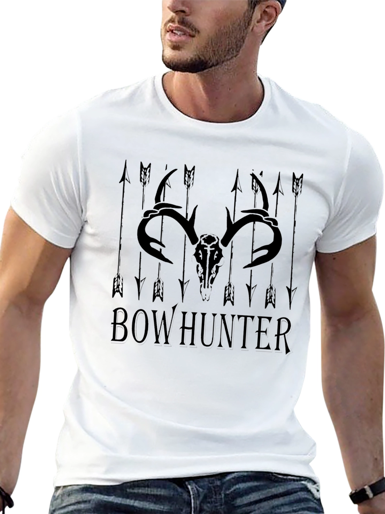 Bowhunter Graphic Tee - Skull & Arrows Design