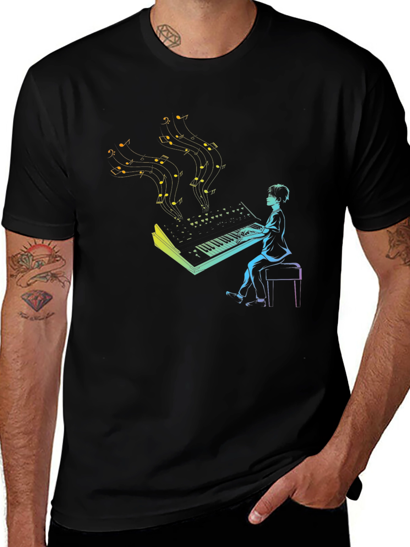 Musical Keyboard Player T-Shirt - Black