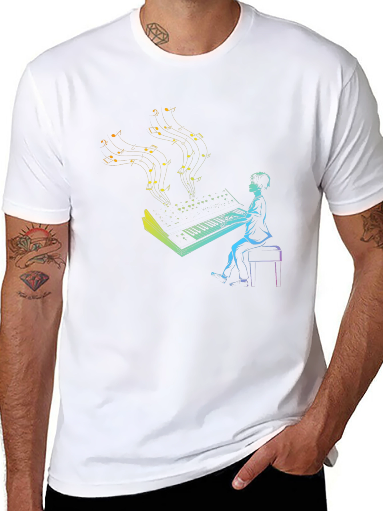 Musical Keyboard Player T-Shirt - Black