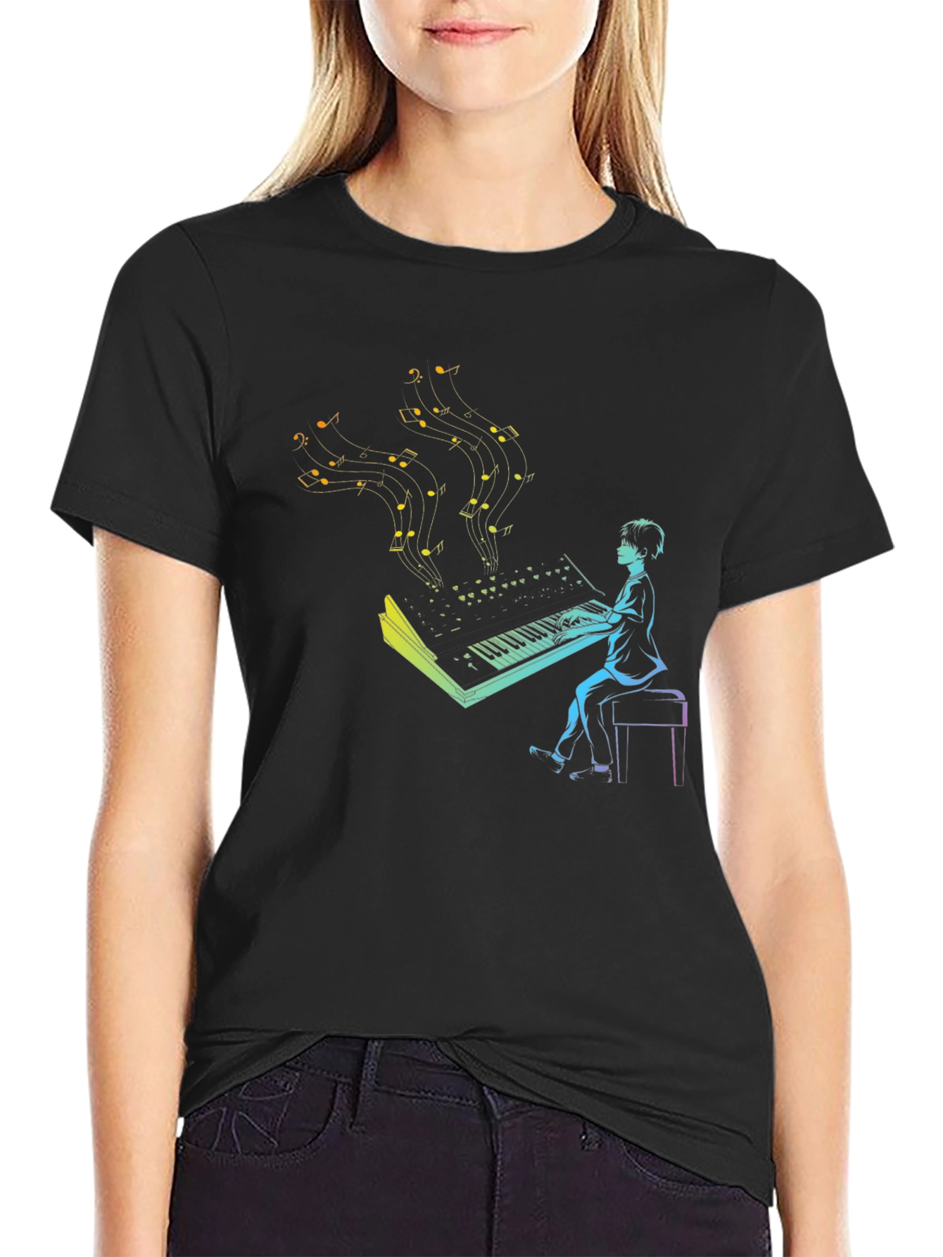 Musical Keyboard Player T-Shirt - Black